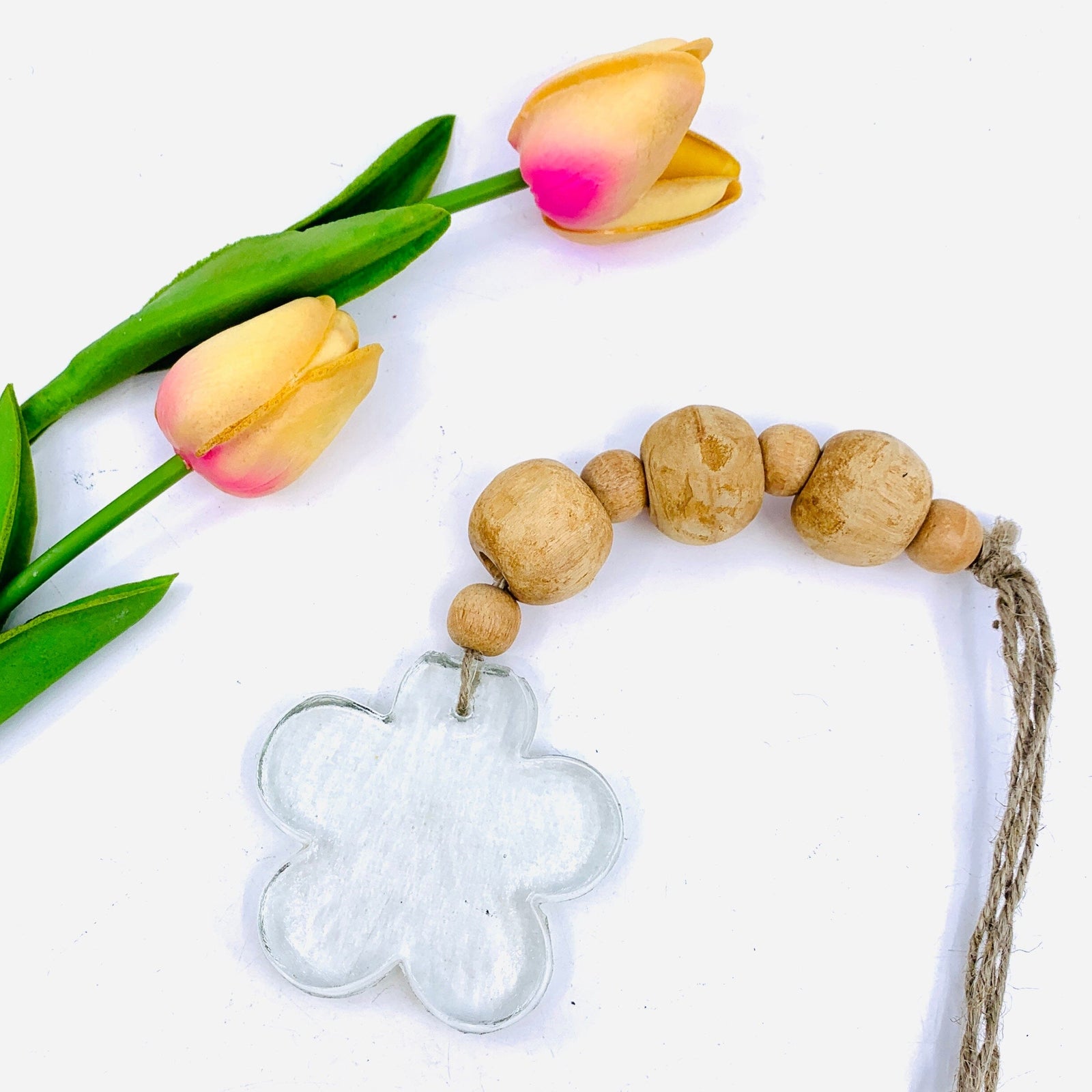 Glass Flower Suncatcher, Clear Oak Street 