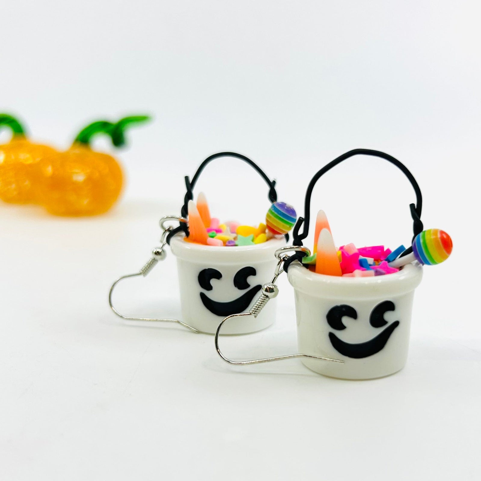 Halloween Bucket Earrings, Ghost - 