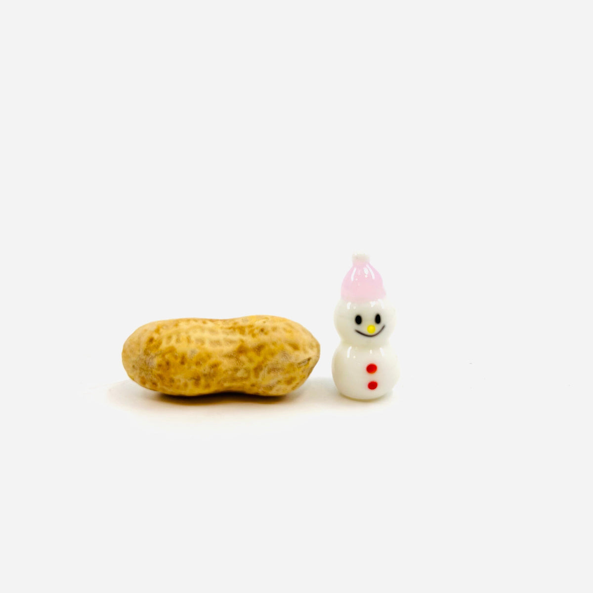 Tiny Christmas Figurine - The Smallest Snowmen Miniature Alex Pink Pointed Hat 
