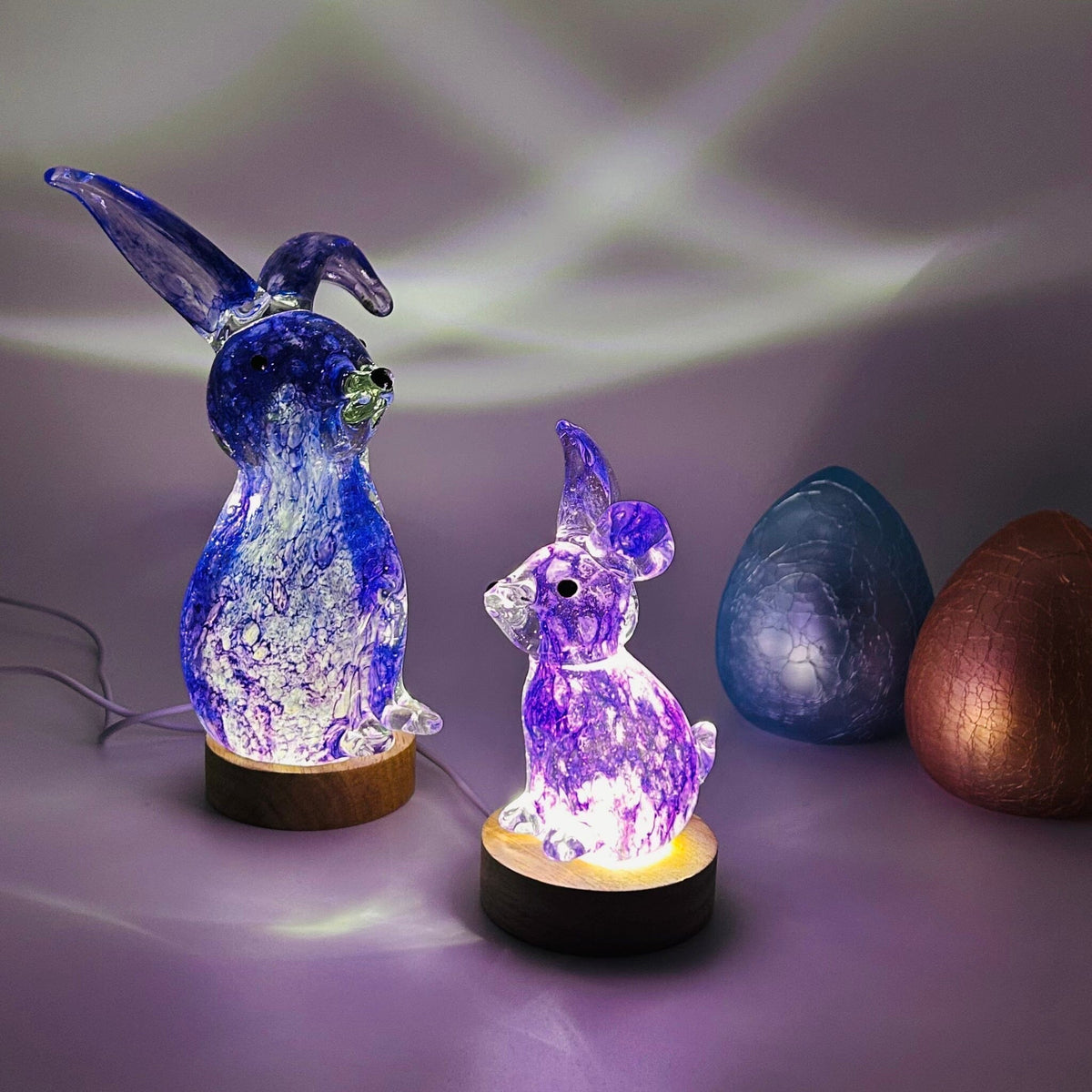 Large Glass Rabbit, Pink Peony Decor Chesapeake Bay 