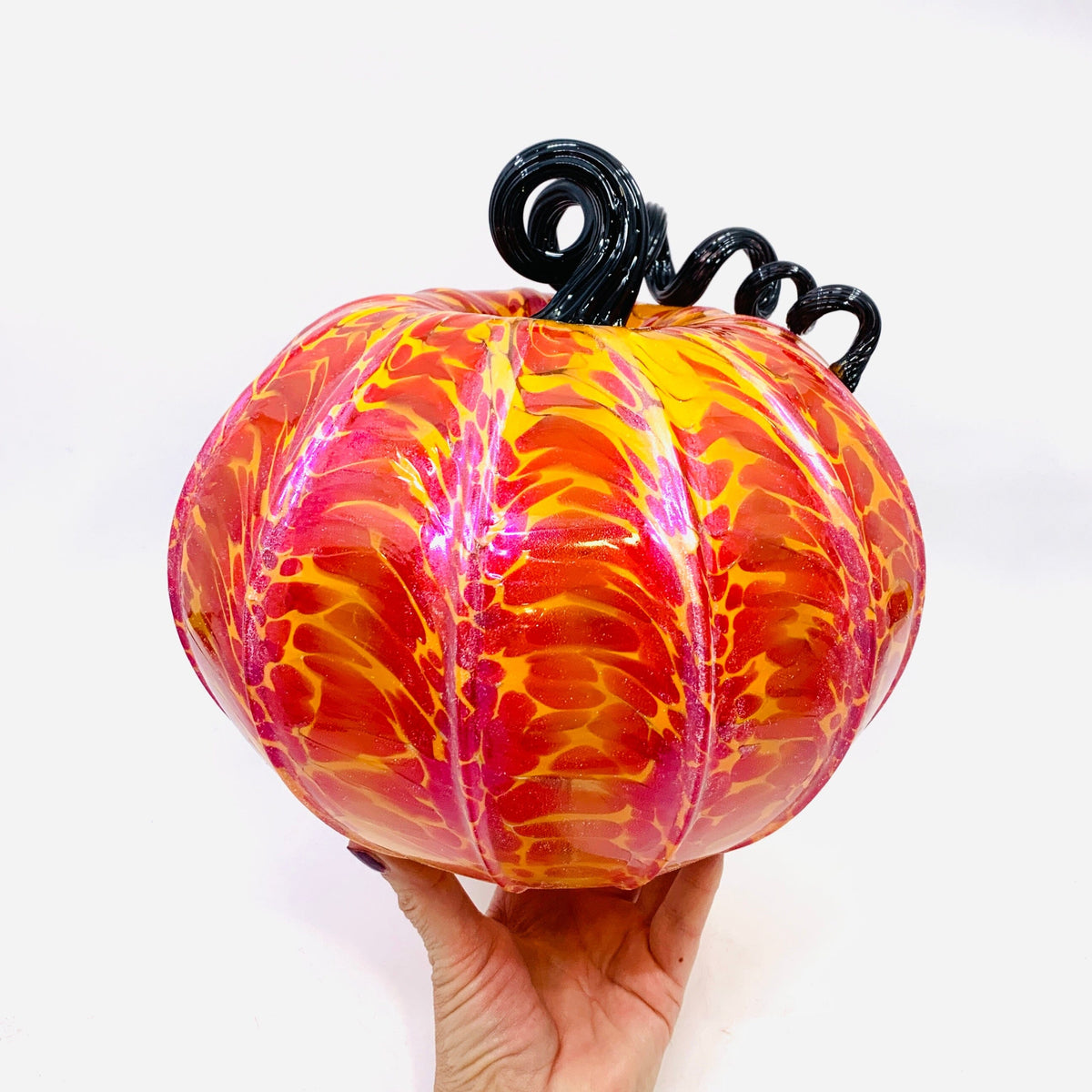 Daily Pumpkin 633 Fall Shimmer Large Daily Pumpkin Luke Adams Glass Blowing Studio 