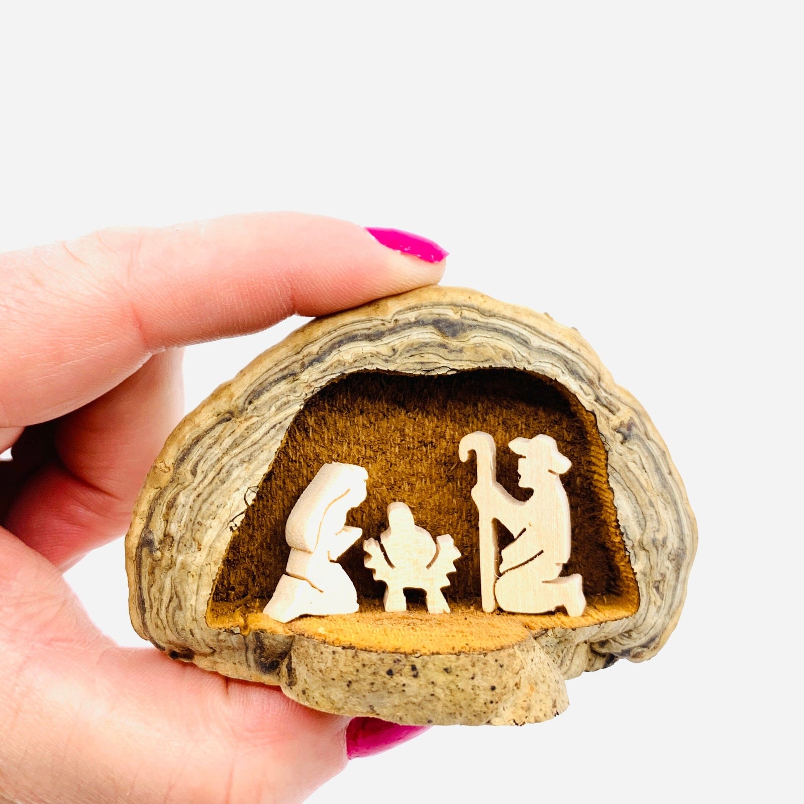 Hand Carved Wood Mushroom Crib Scene 7 Dolfi 