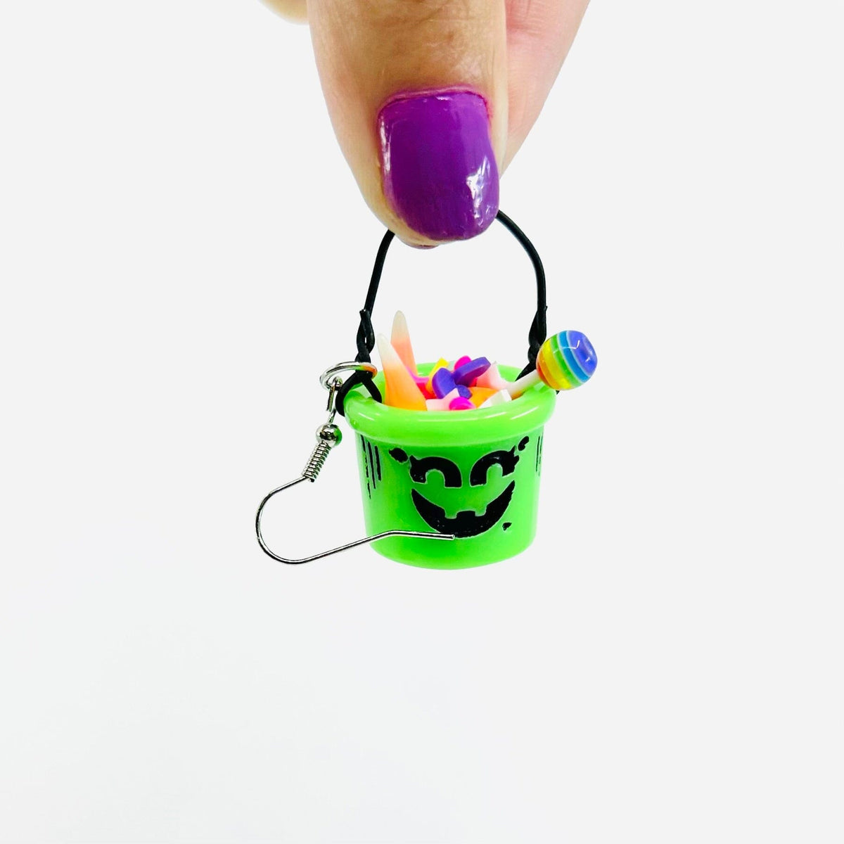 Halloween Bucket Earrings, Witch - 
