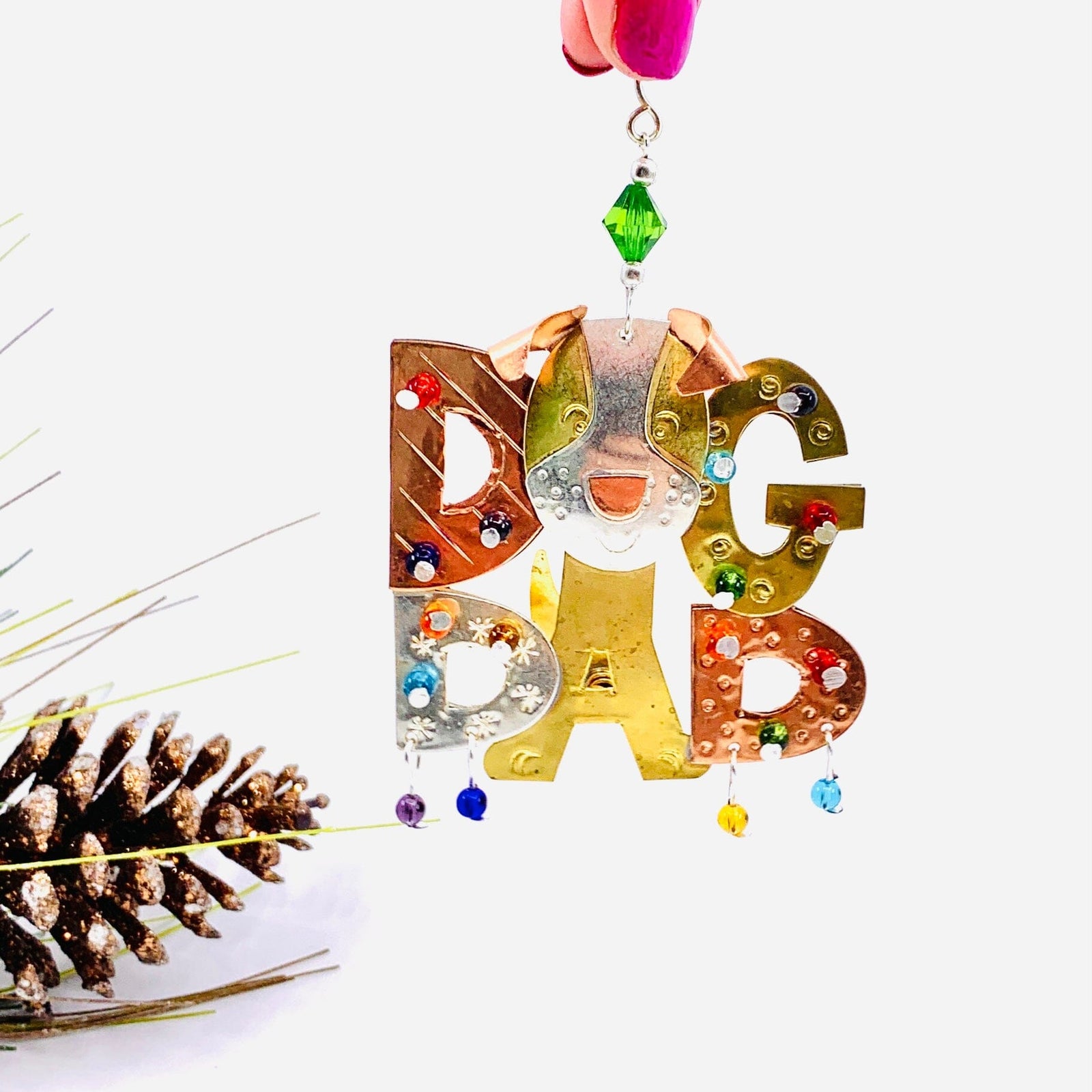 Mixed Metal Ornament Dog Dad, 30 Miniature Pilgrim Imports 