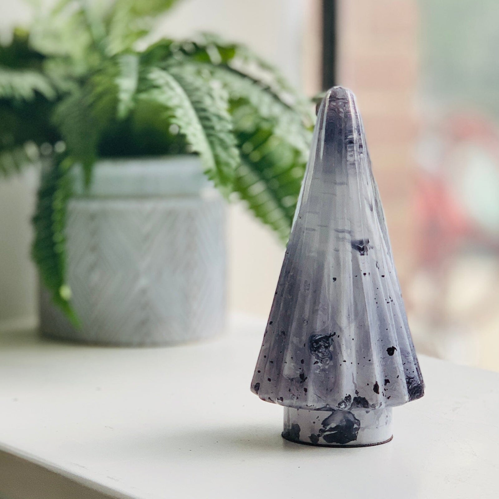 Smoke Marble Ribbed Tree, Small India House Brass 