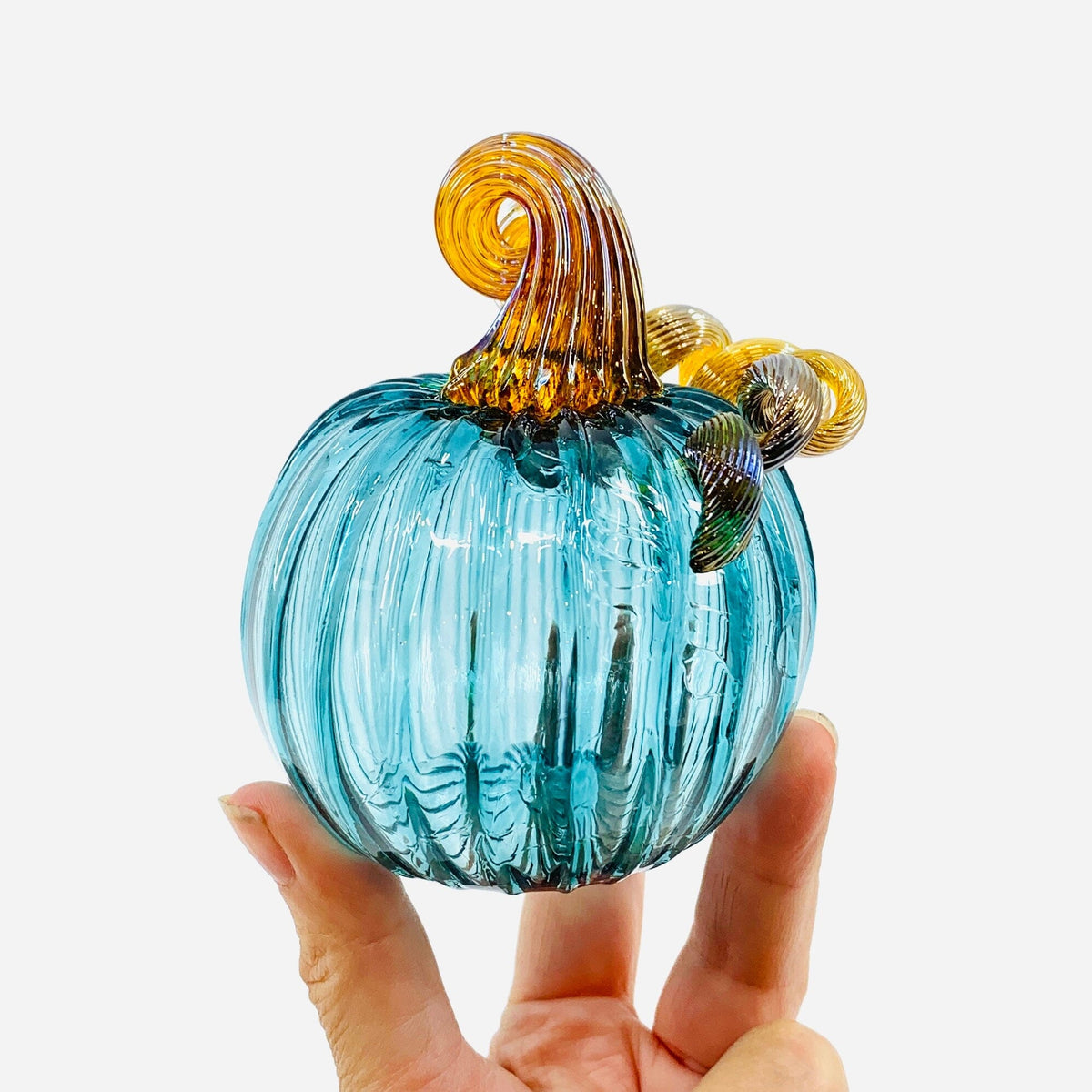March Birthstone Pumpkin, Aquamarine Pumpkin Luke Adams Glass Blowing Studio 