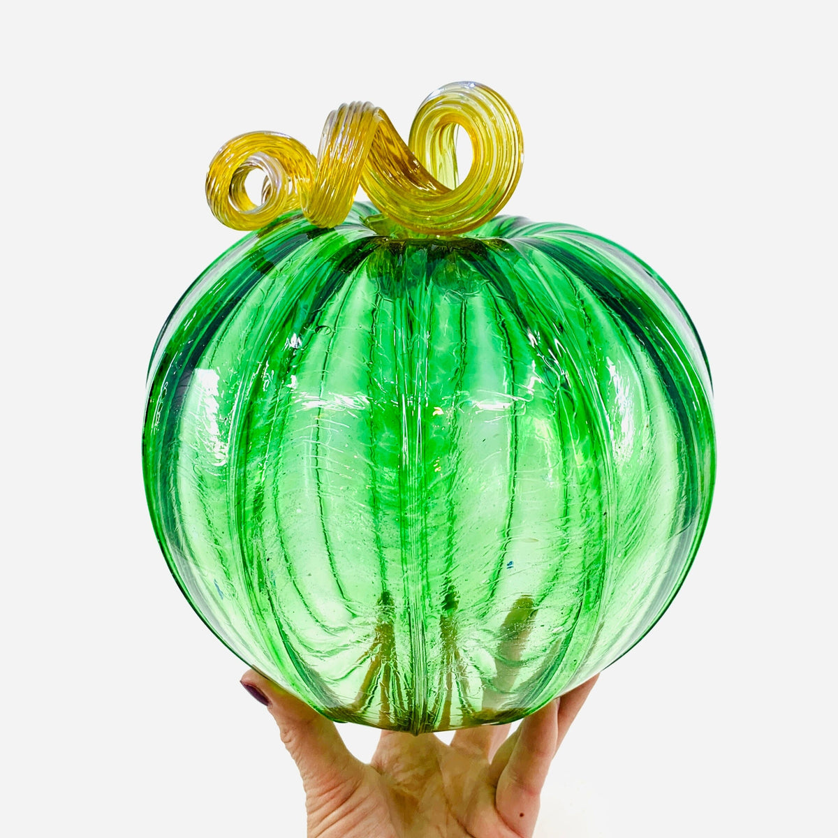 May Birthstone Pumpkin, Emerald Production Pumpkin Luke Adams Glass Blowing Studio Large 