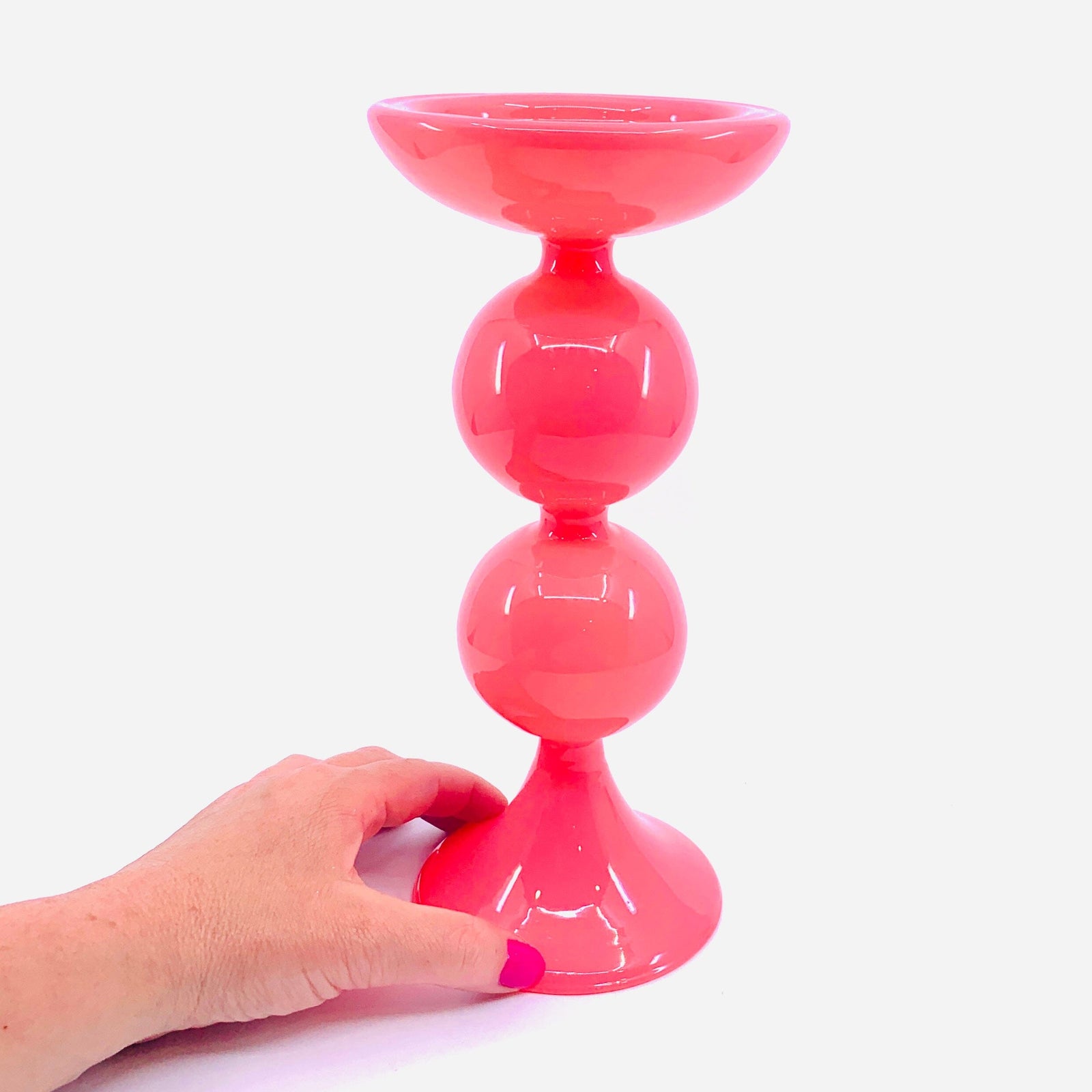 Luke's Desk 2- Glass Color Pop Candle Holders, Coral Ornament One Hundred 80 Degrees 