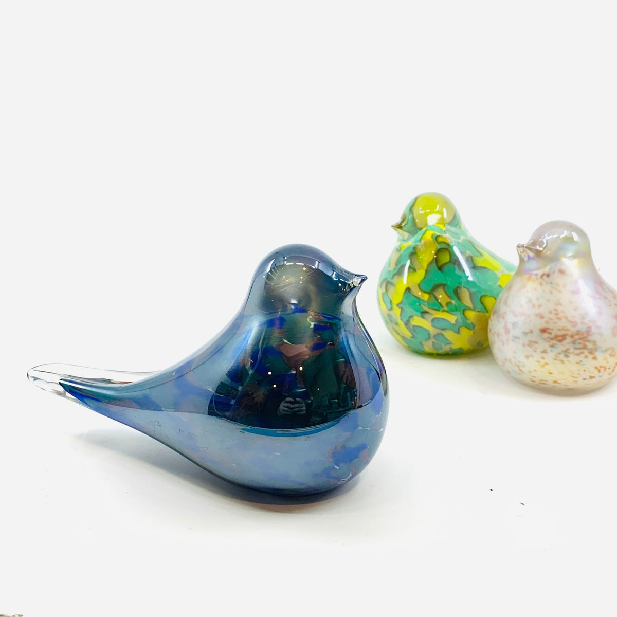 Glass Birds, Mirrored Blue & Green Diamond Star 