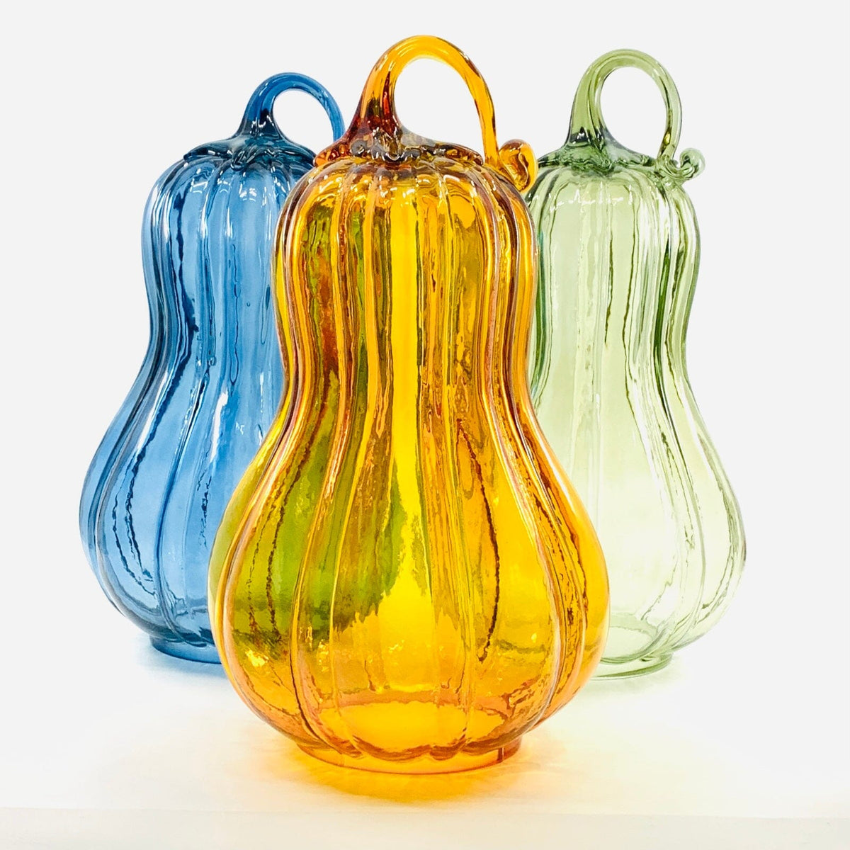 Glass Gourd Dome - Indigo India House Brass 