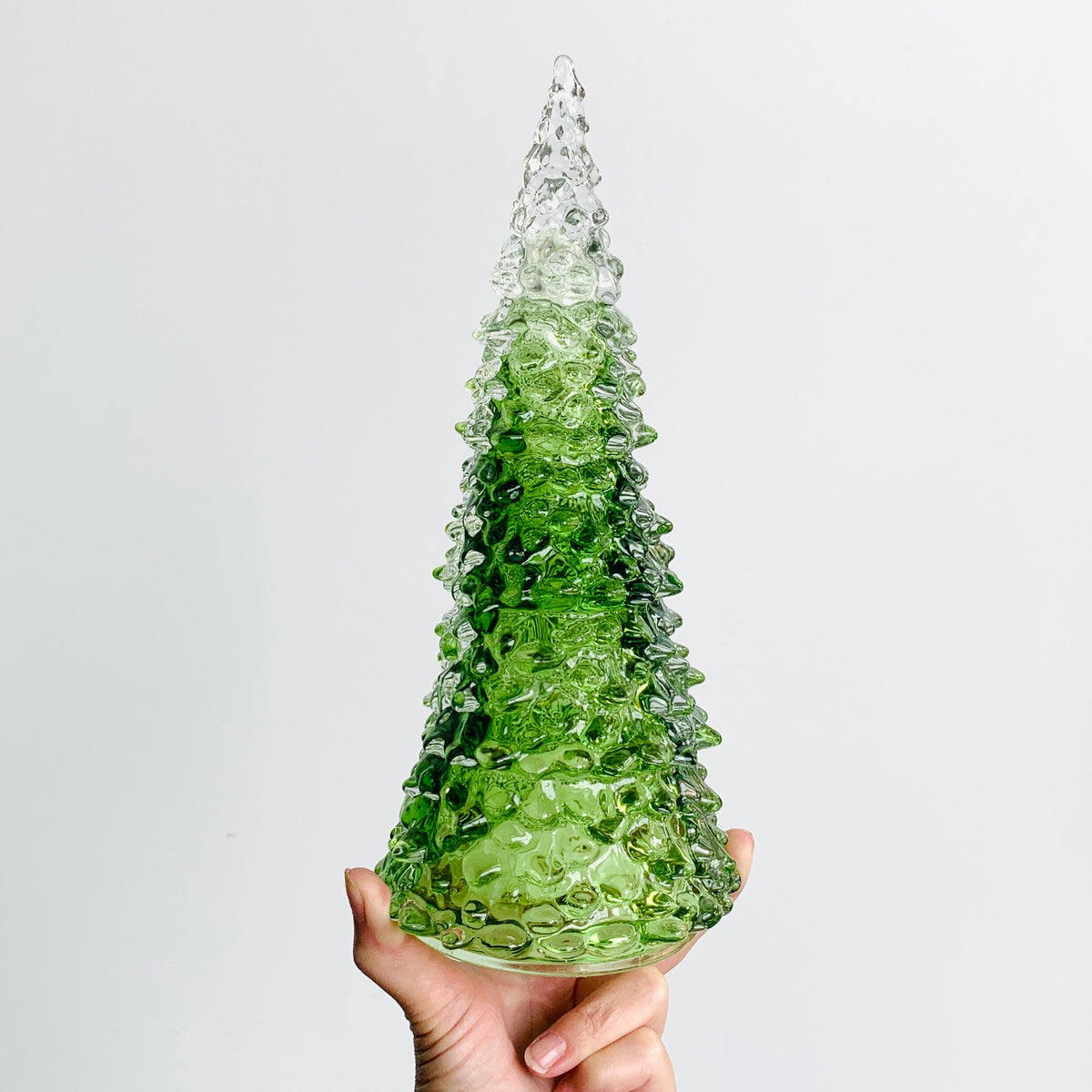 Green Blown Glass Tree Diamond Star Large 