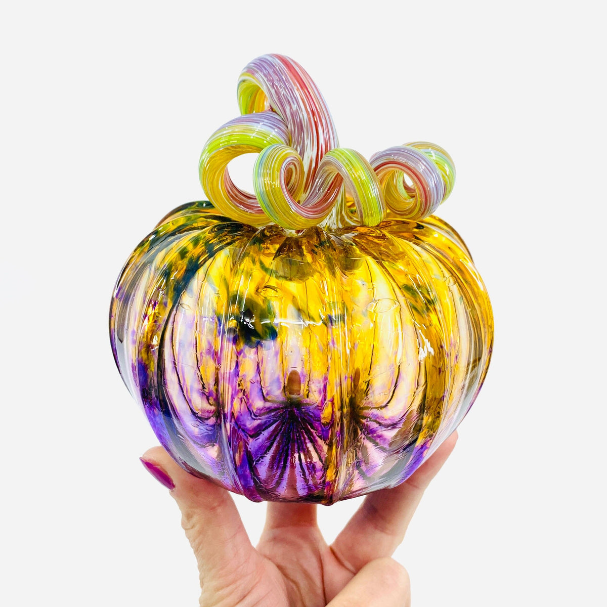 Daily Pumpkin 2840 Color-Twist Stem Squat Gabby Luke Adams Glass Blowing Studio 