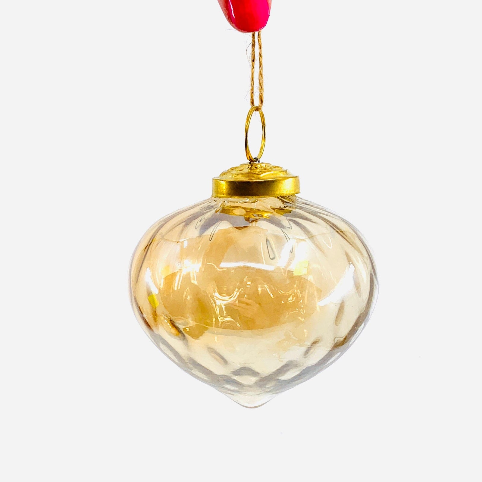 Optic Glass Diamond Ornament 38, Champagne India House Brass 
