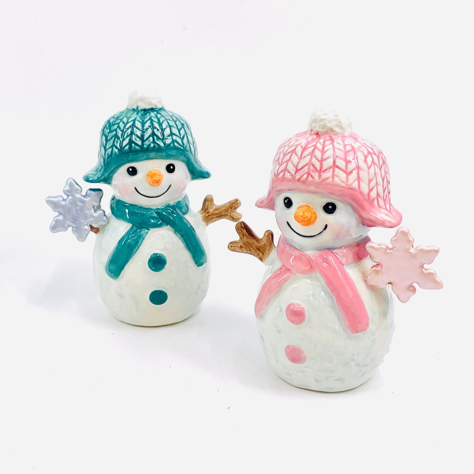 Pastel Snowman with Snowflake Salt and Pepper Shakers COSMOS 