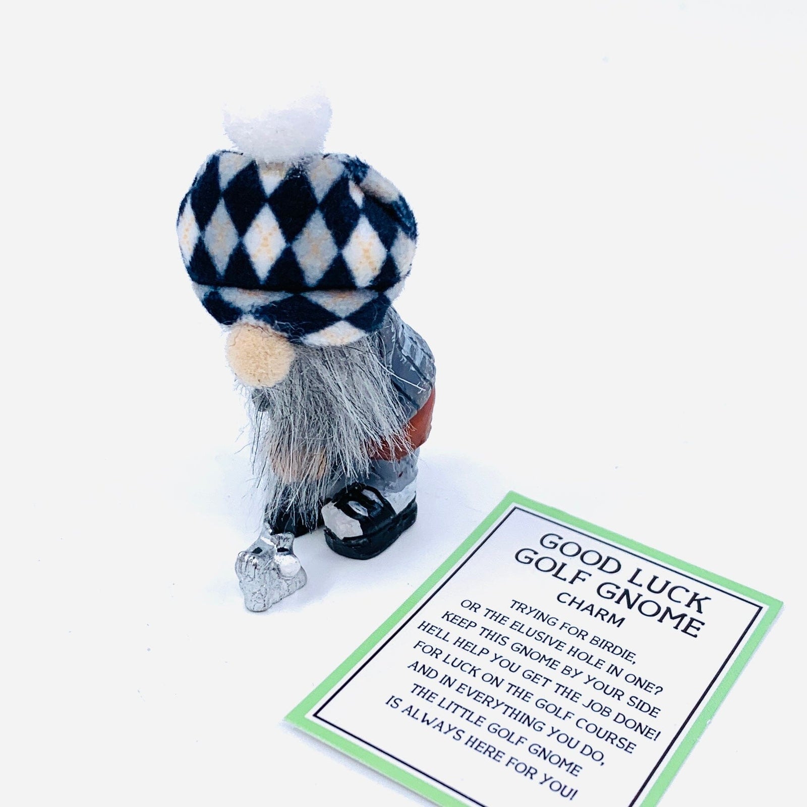 Good Luck Golf Gnome Charm PT 121 Miniature GANZ 