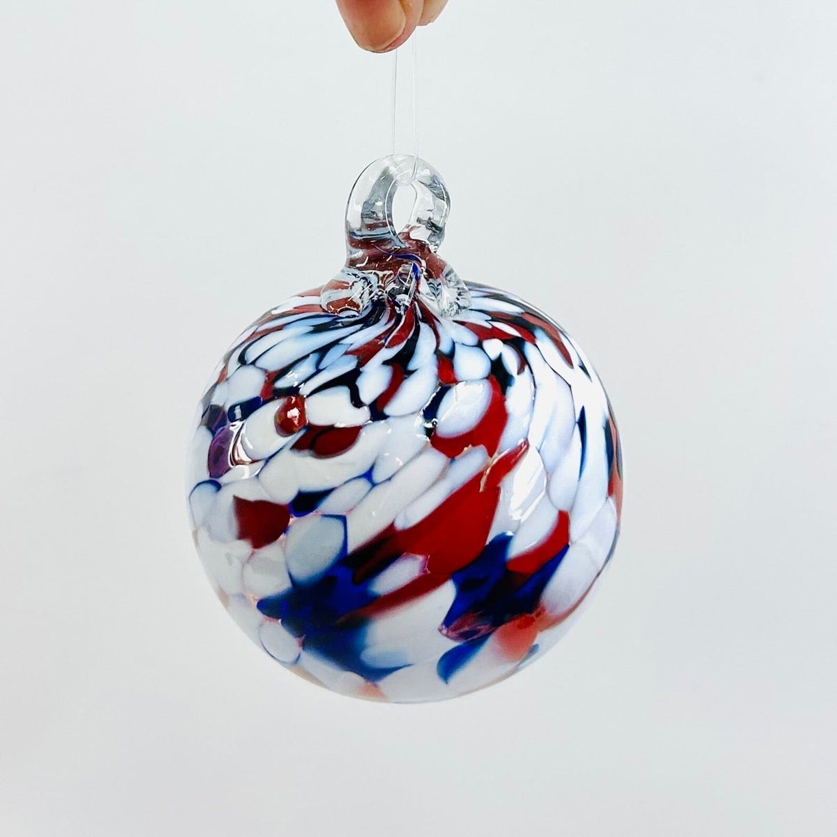 Ornament, Red White and Blue Ornament Luke Adams Glass Blowing Studio 