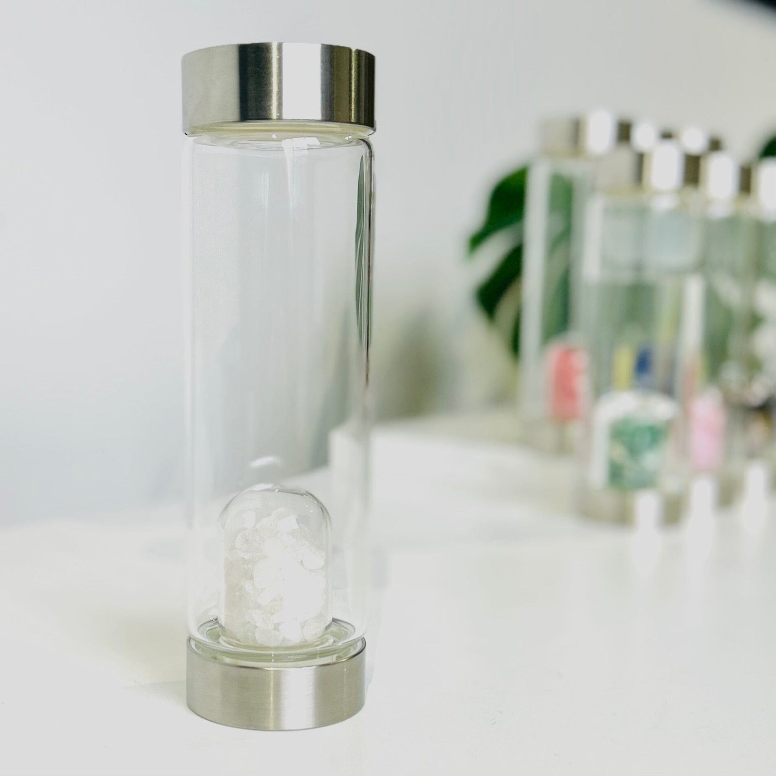 Gemstone Water Bottle, Clear Quartz Earth's Elements 