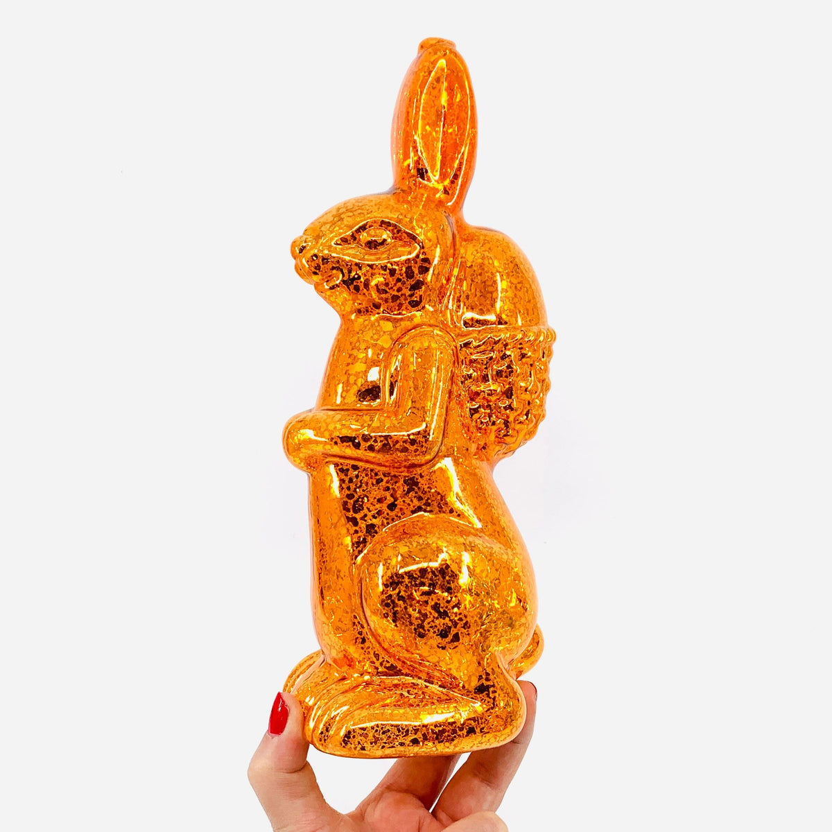 Mercury Glass Easter Rabbit 10"- Orange One Hundred 80 Degrees 