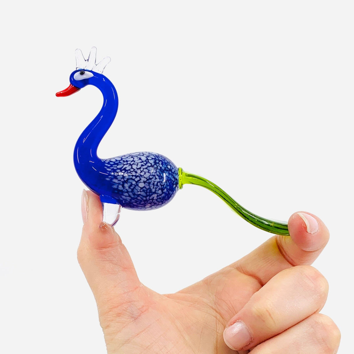 Glass Flat Tail Peacock Miniature Alex 