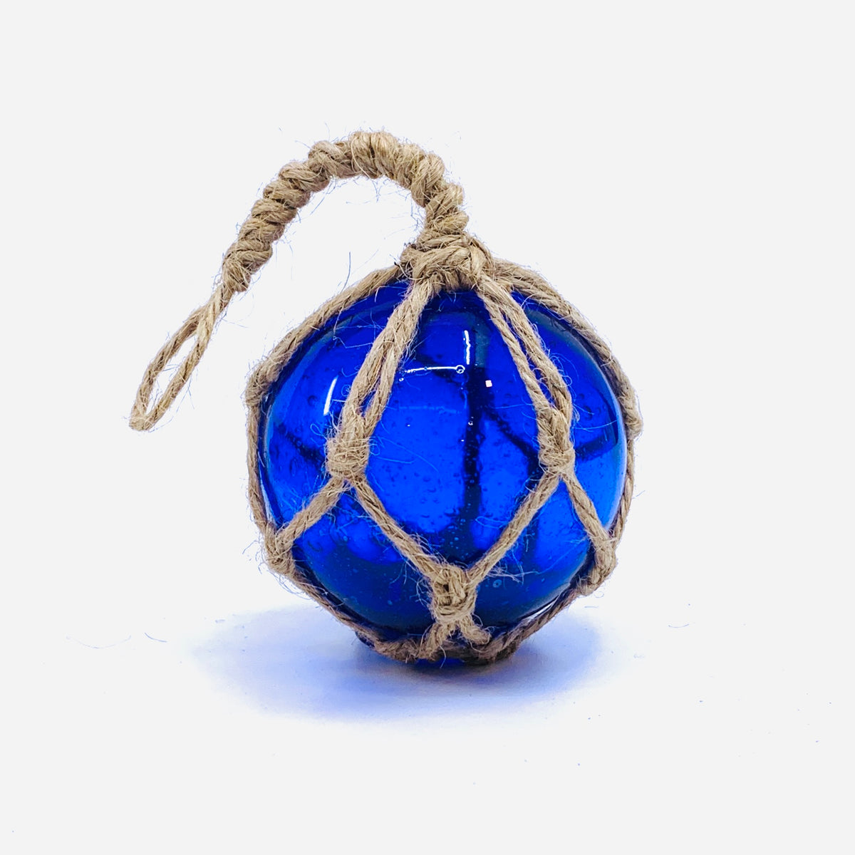 Macramé Glass Ball Ornament, Blue