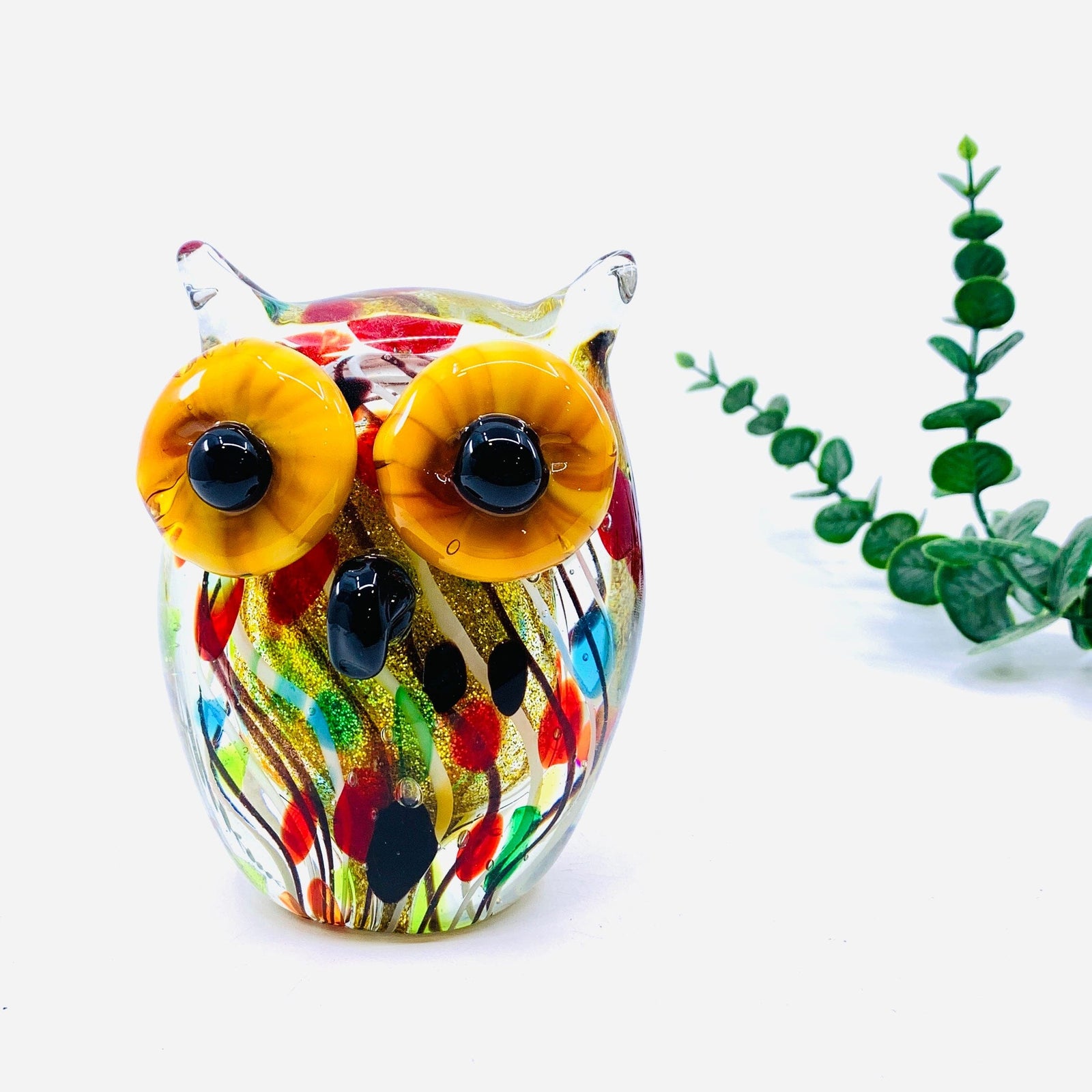 Glass Hooty Fruity Owl Paperweight Decor Chesapeake Bay 