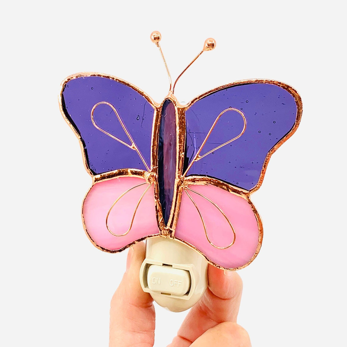Stained Glass Pink Butterfly Nightlight Decor Gift Essentials 