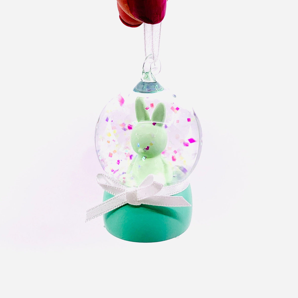 Mini Glass Glitter Bunny Snow Globe Ornaments, Mint