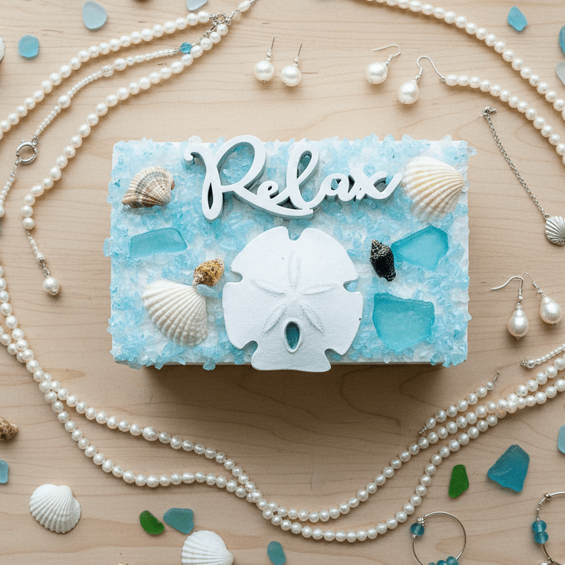 Relax Coastal Trinket Box, Large Decor Chesapeake Bay 