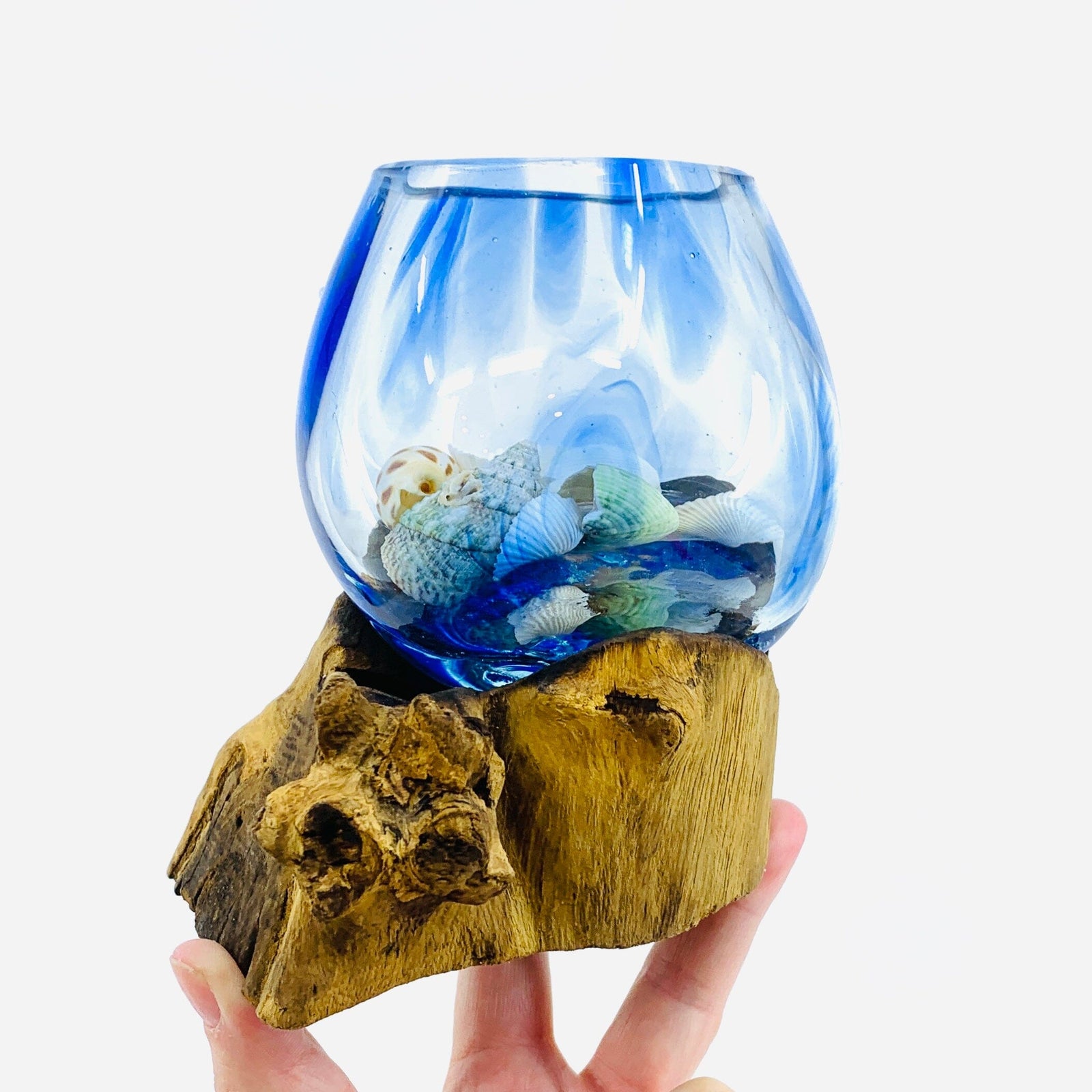 Driftwood Blue Dot Bowl Decor Chesapeake Bay 