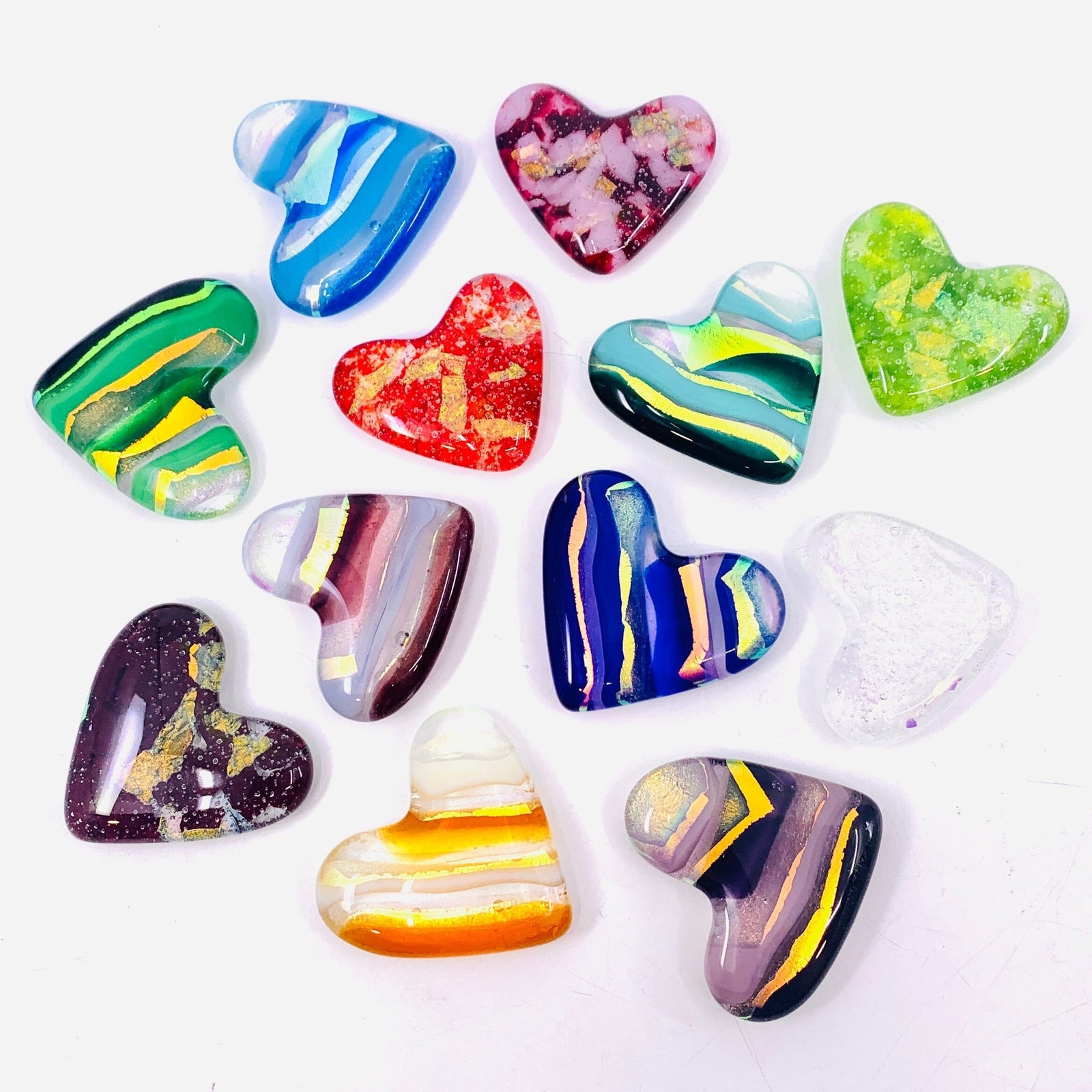 Fused Glass Birthstone Pocket Heart, Amethyst Miniature Jean 