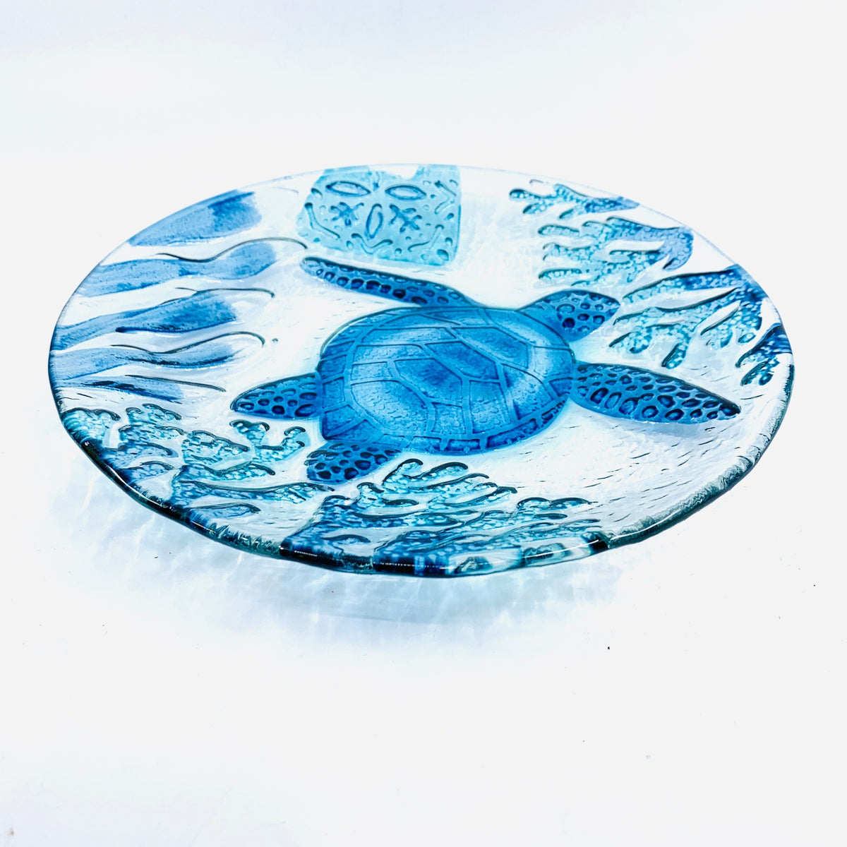 Glass Fusion Plate 30, Sea Turtle Decor Chesapeake Bay 