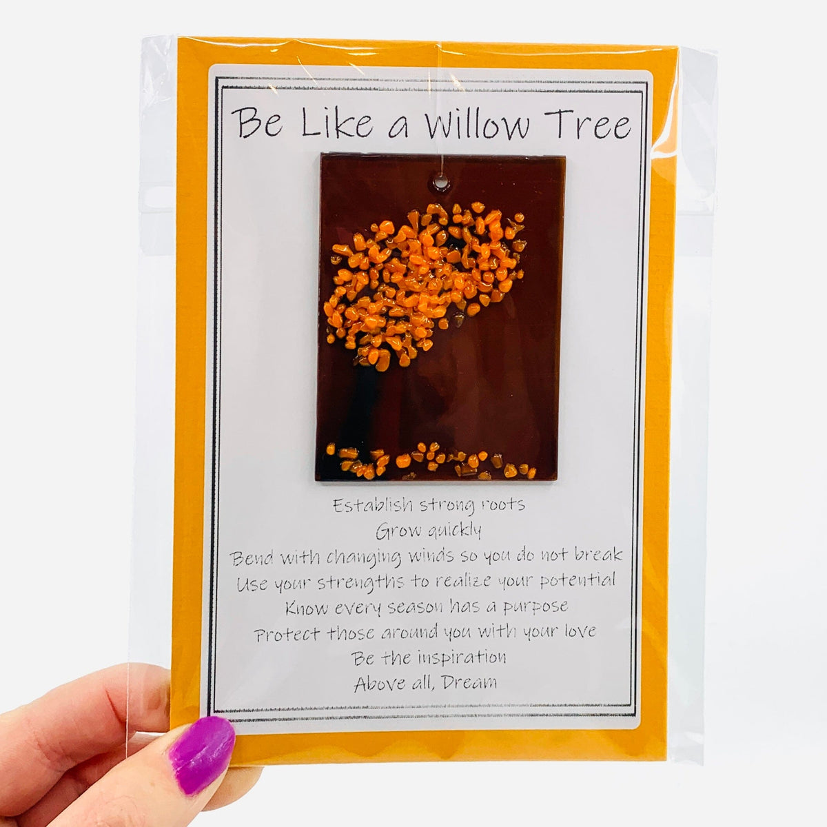 Fused Glass "Be Like a Willow Tree" Suncatcher 29 Decor Glimmer Glass Gifts 