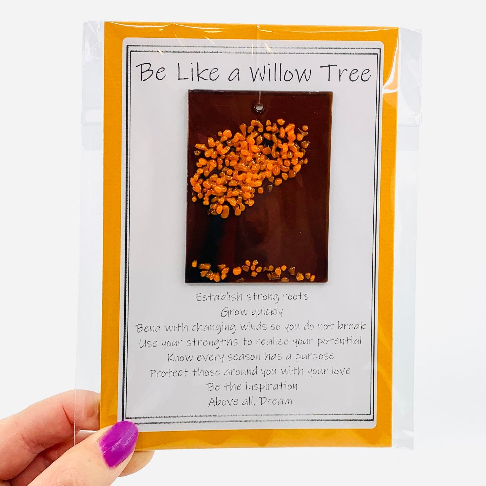 Fused Glass "Be Like a Willow Tree" Suncatcher 29 Decor Glimmer Glass Gifts 