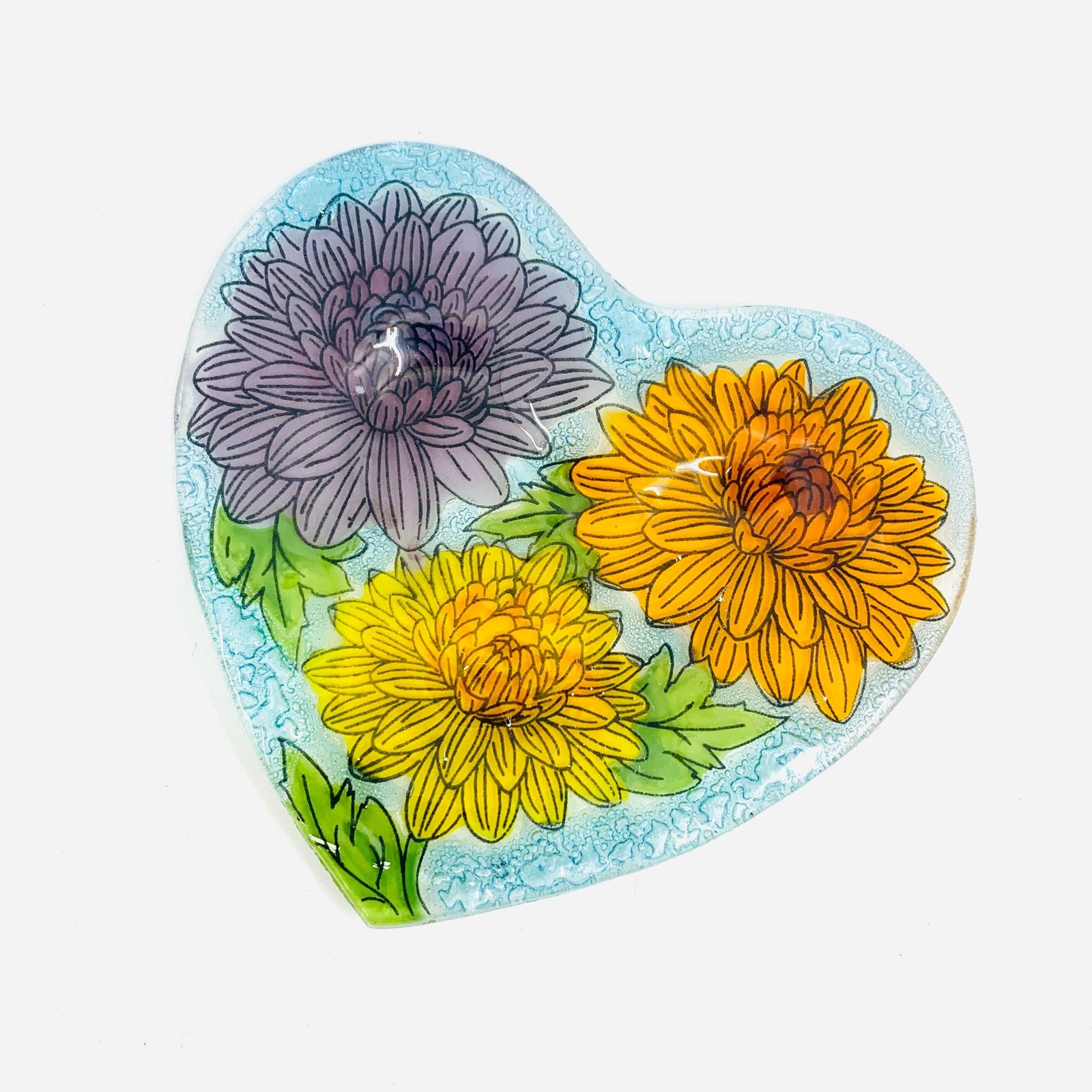 Fair Trade Heart Plate 2 - Chrysanthemum Dishware Pam Peana 