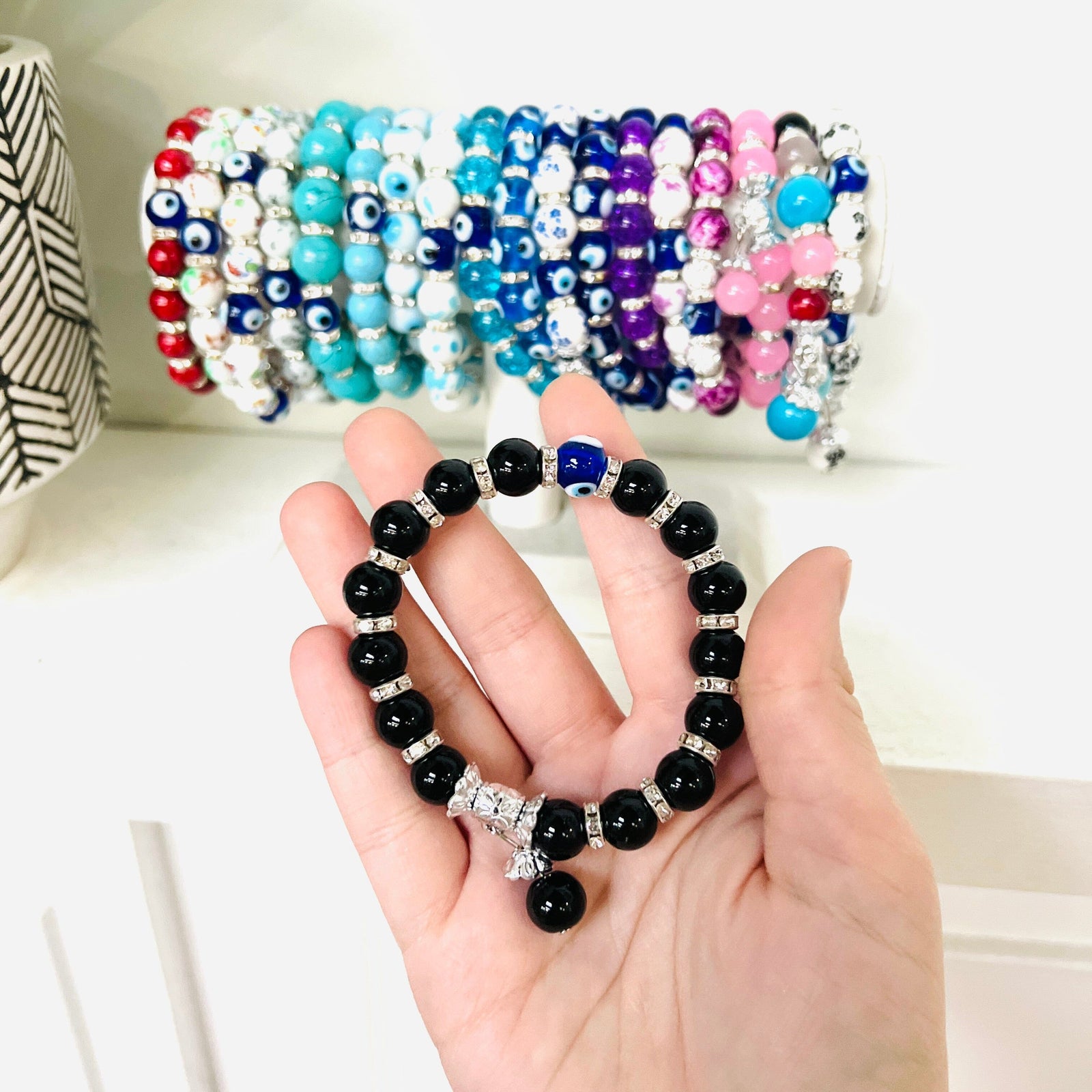 Evil Eye Dangle Glass Bead Bracelets Jewelry Kafthan 