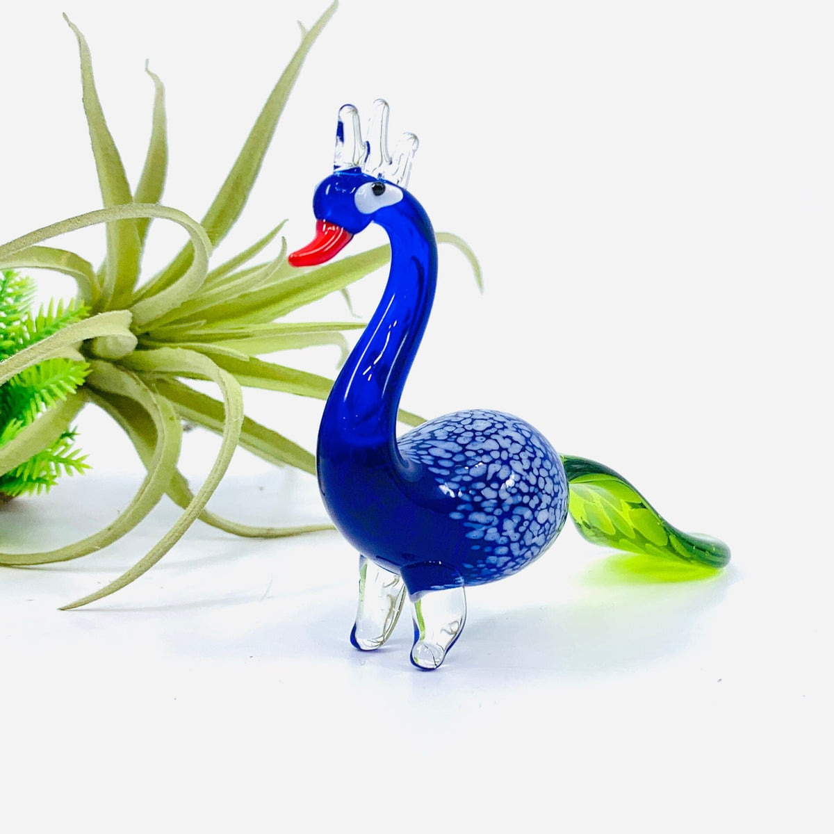 Glass Flat Tail Peacock Miniature Alex 