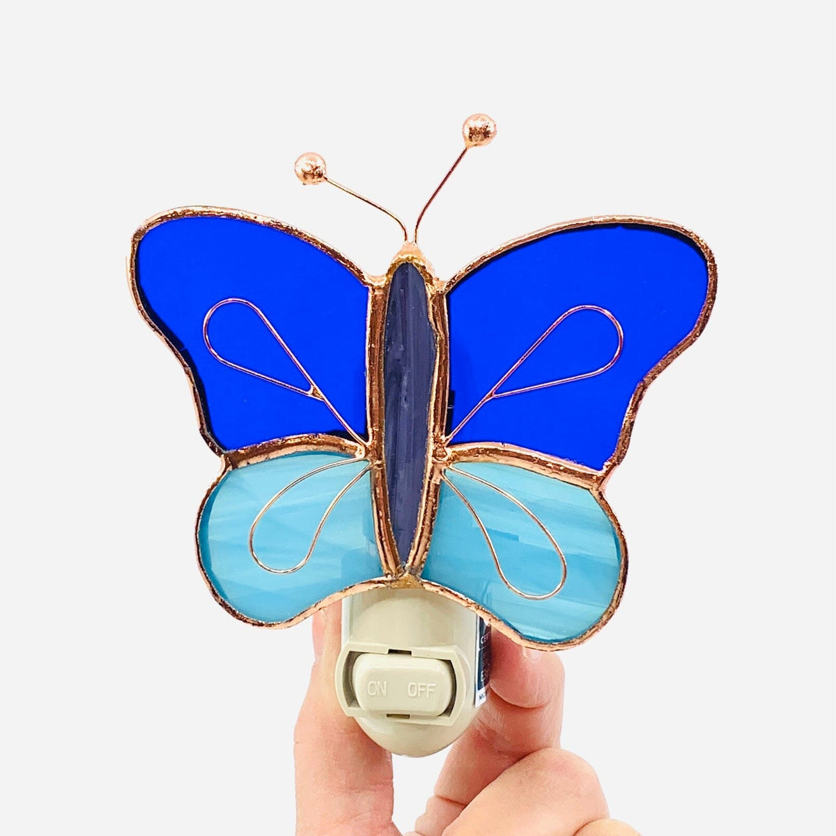 Stained Glass Blue Butterfly Nightlight Decor Gift Essentials 