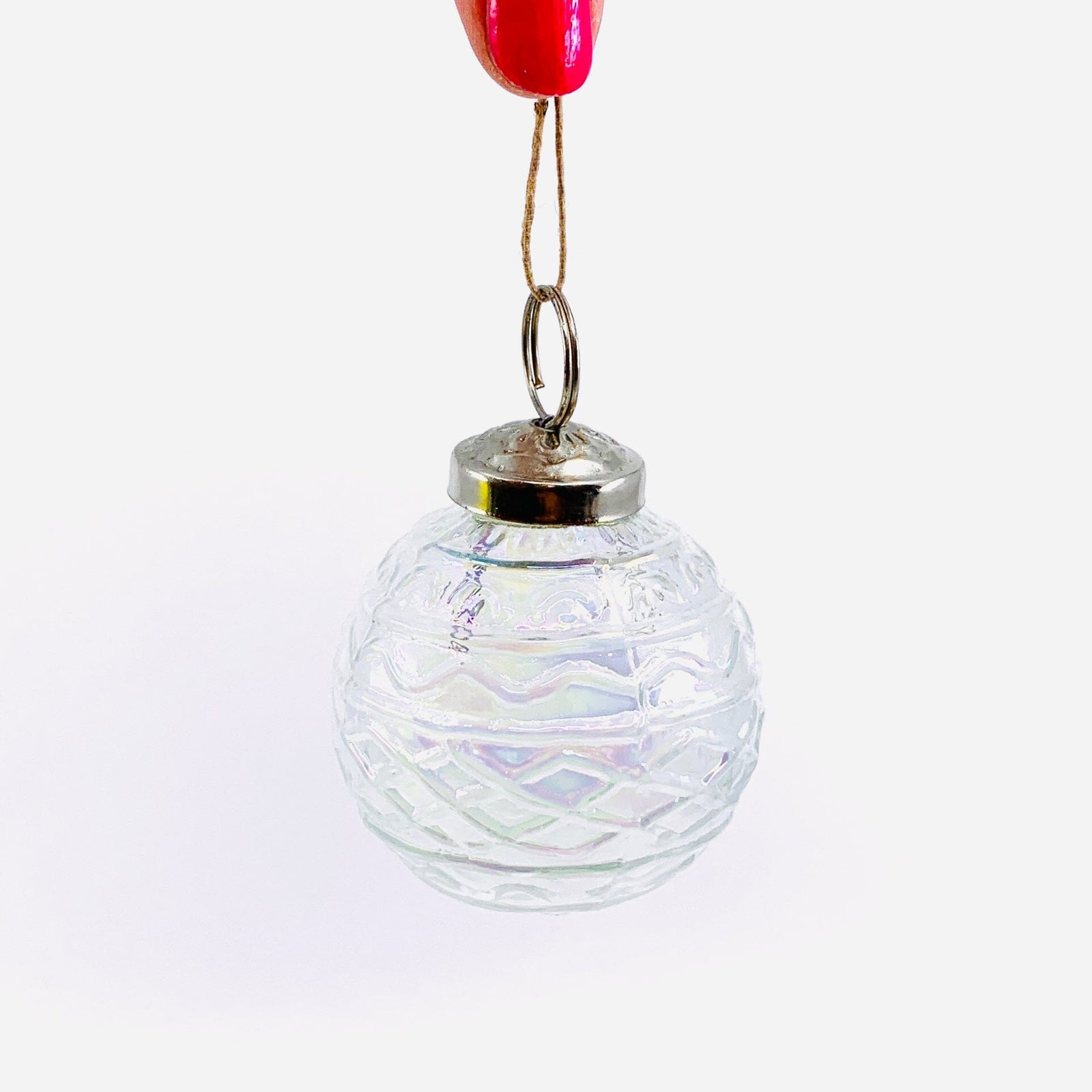 Mercury Glass Embossed Ornament, Clear Luster India House Brass 