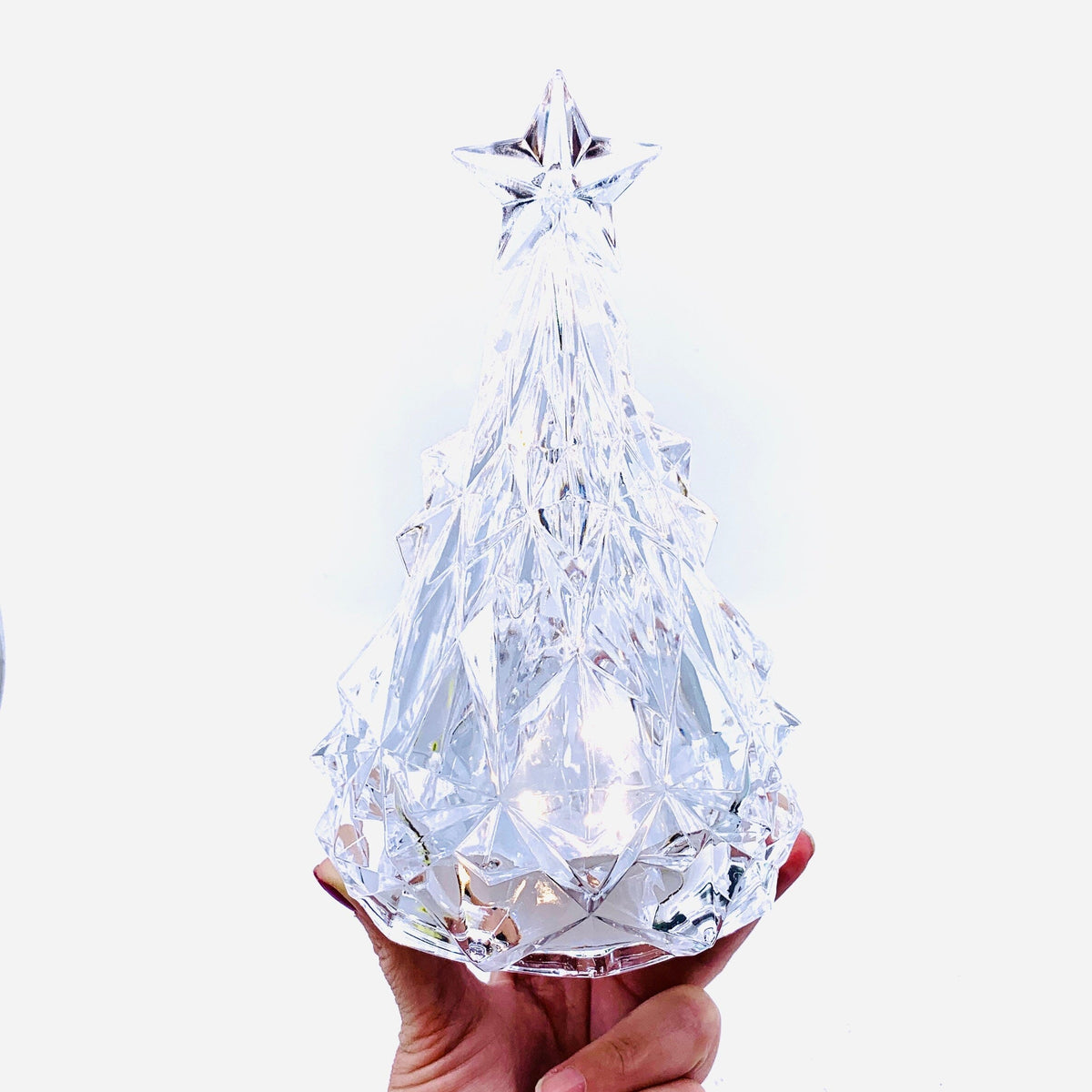 Acrylic Light-Up Crystal Cut Tree, Clear Decor GANZ 
