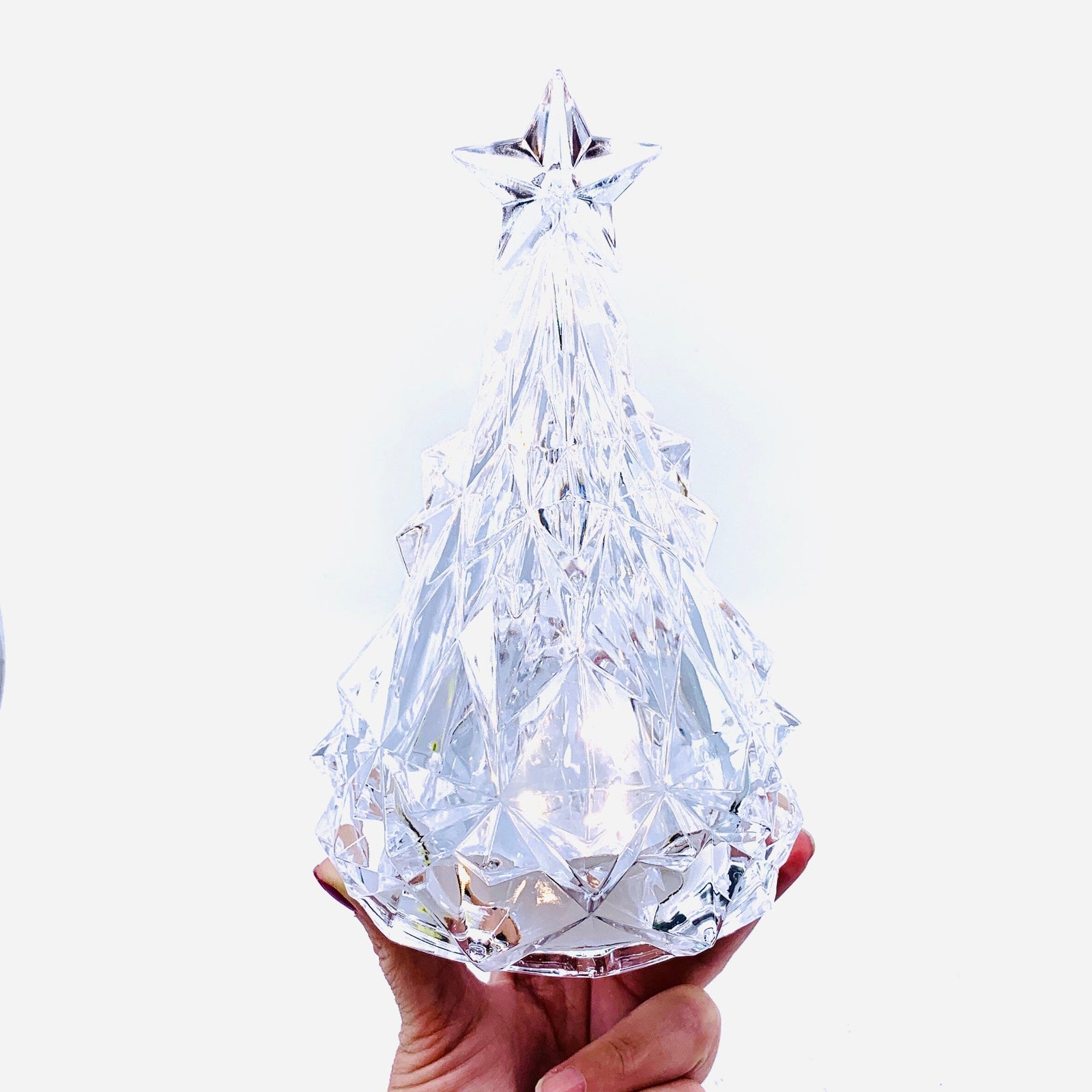 Acrylic Light-Up Crystal Cut Tree, Clear Decor GANZ 