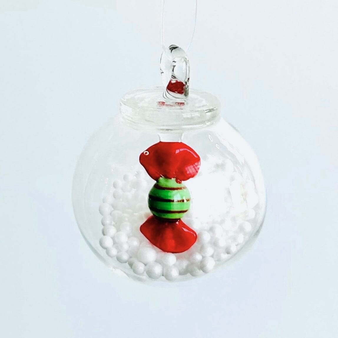Glass Snow Globe Ornament, Candy Decor Creative Co-op 