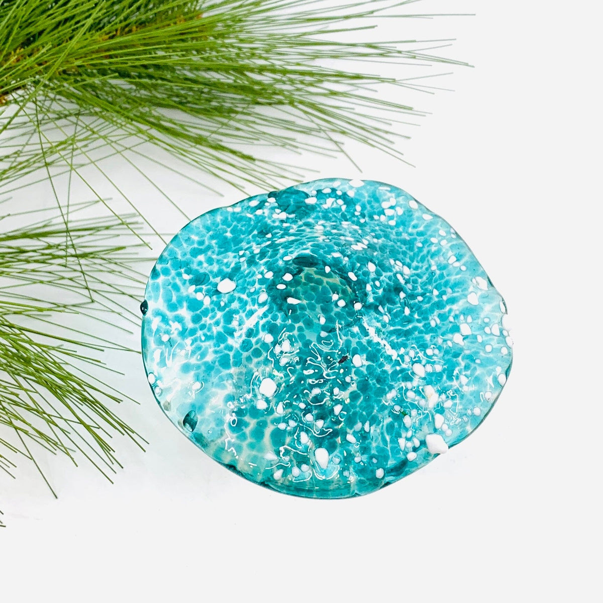 Large Glass Mushroom, Teal Cap Decor Chesapeake Bay 