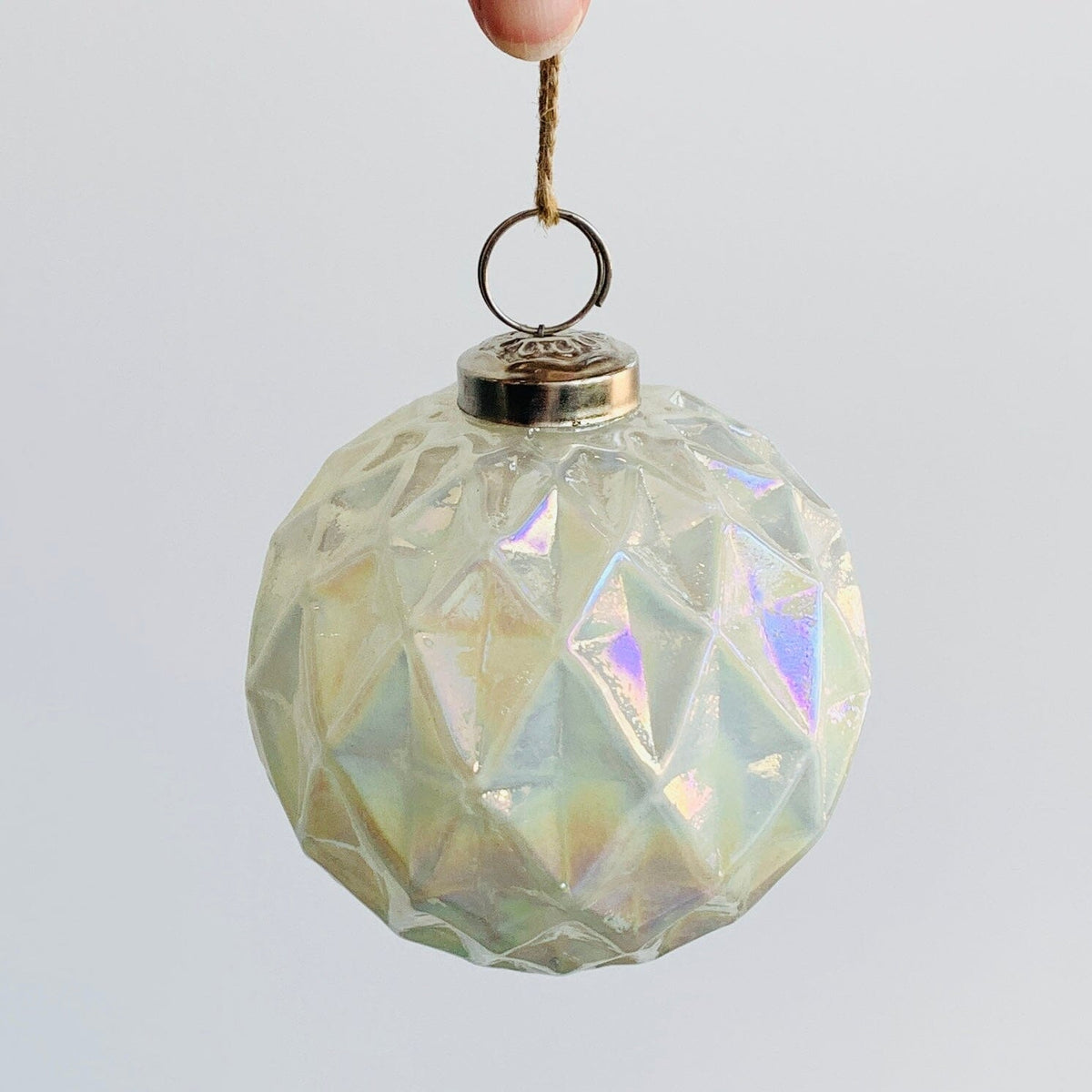 Glass Faceted Sphere Ornament 50, Pearl Ornament India House Brass 