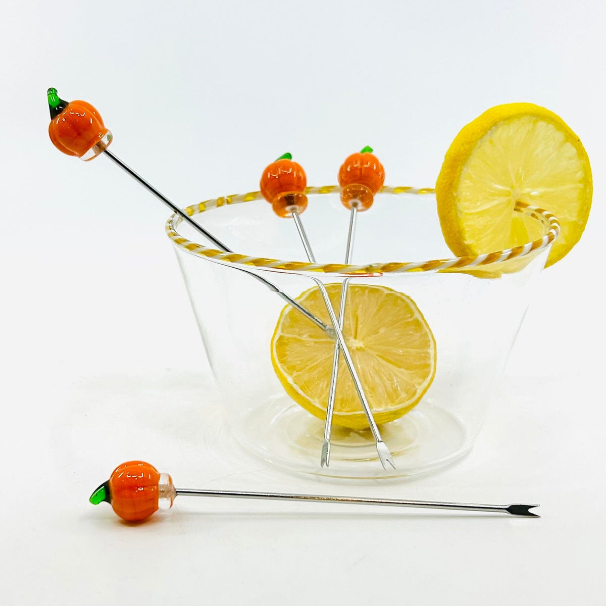 Glass Pumpkin Appetizer Picks Creative Co-Op 