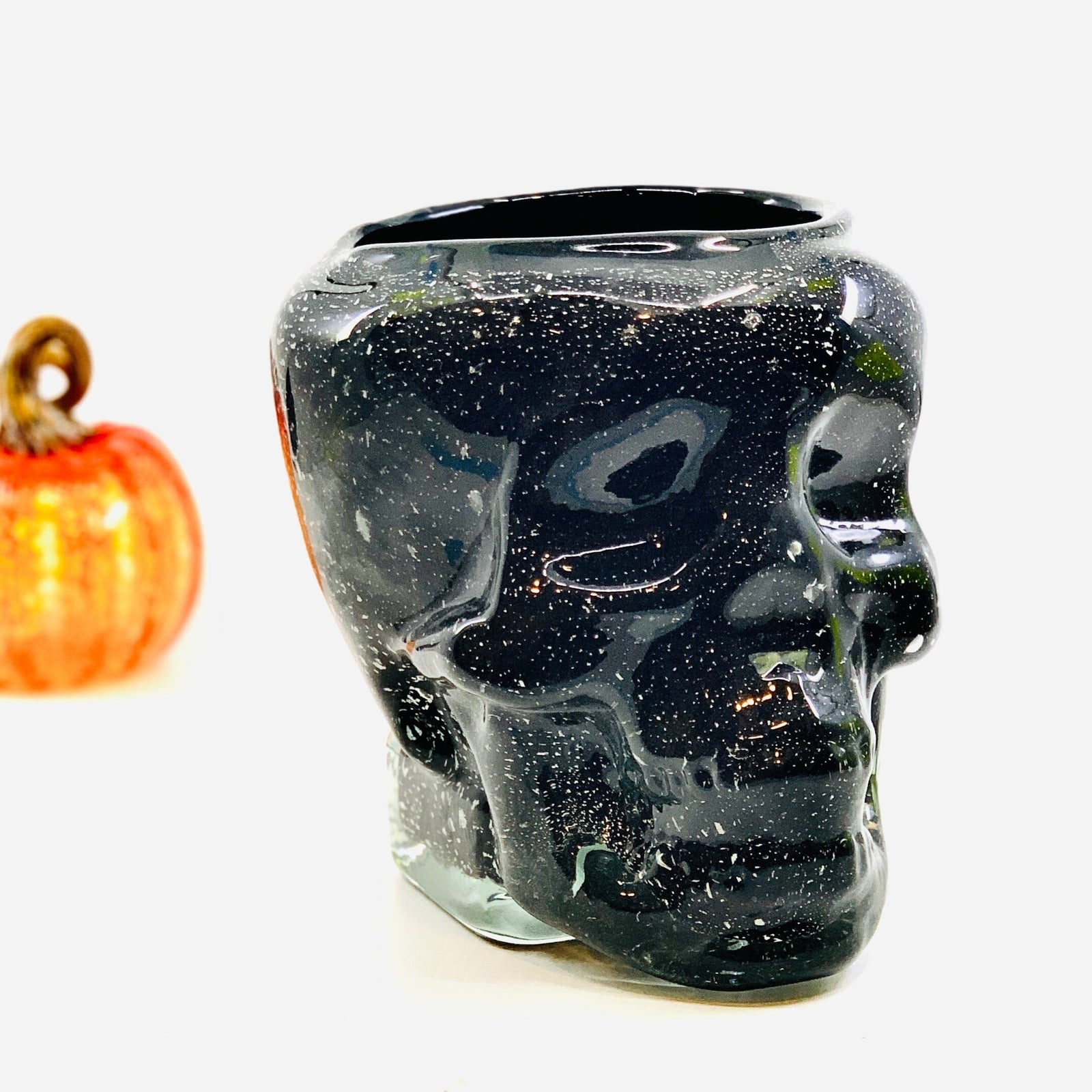 Hand Blown Glass Titans Skull, Black Diamond Star 