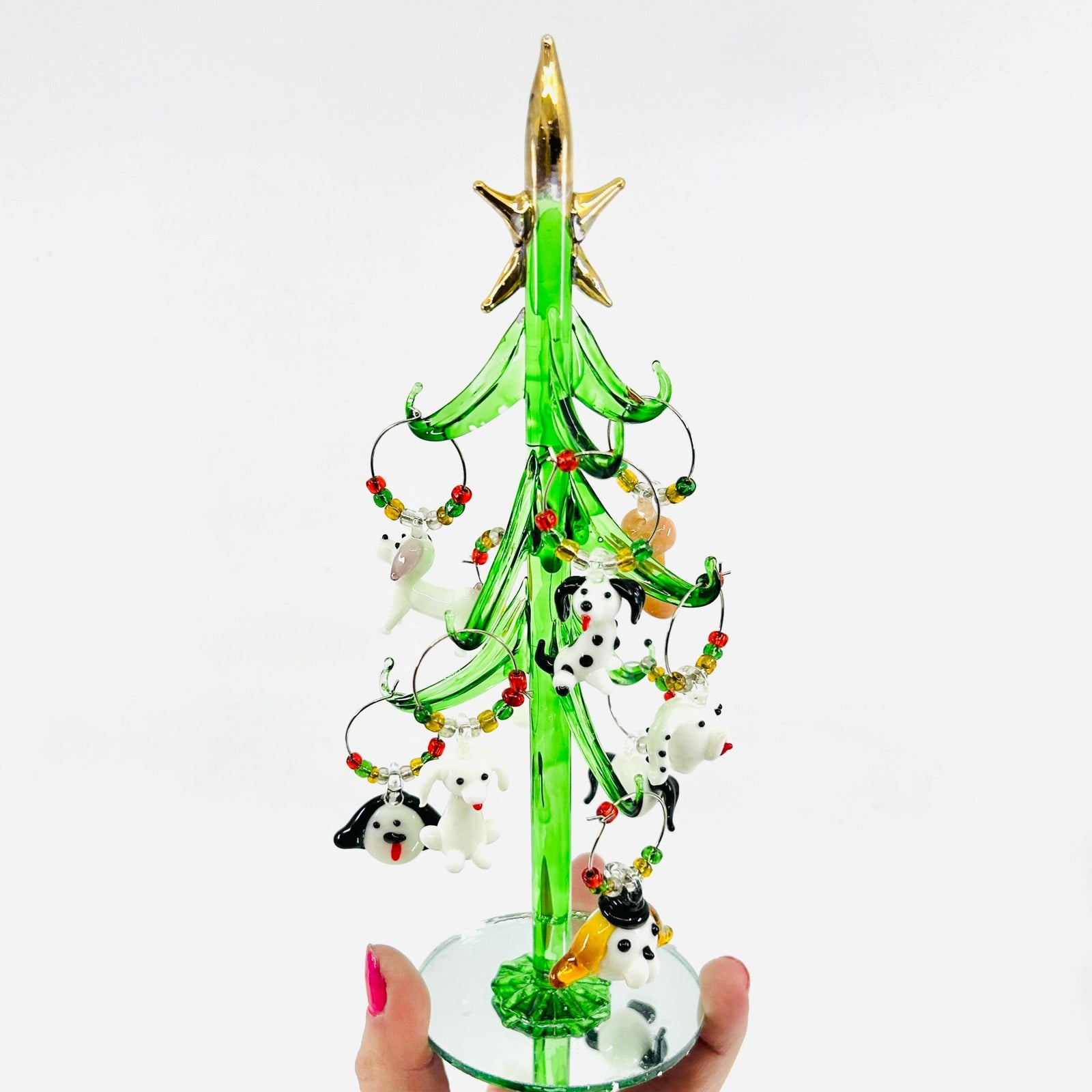 Glass Dog Wine Charm Ornament Tree 22 Decor Gift Essentials 