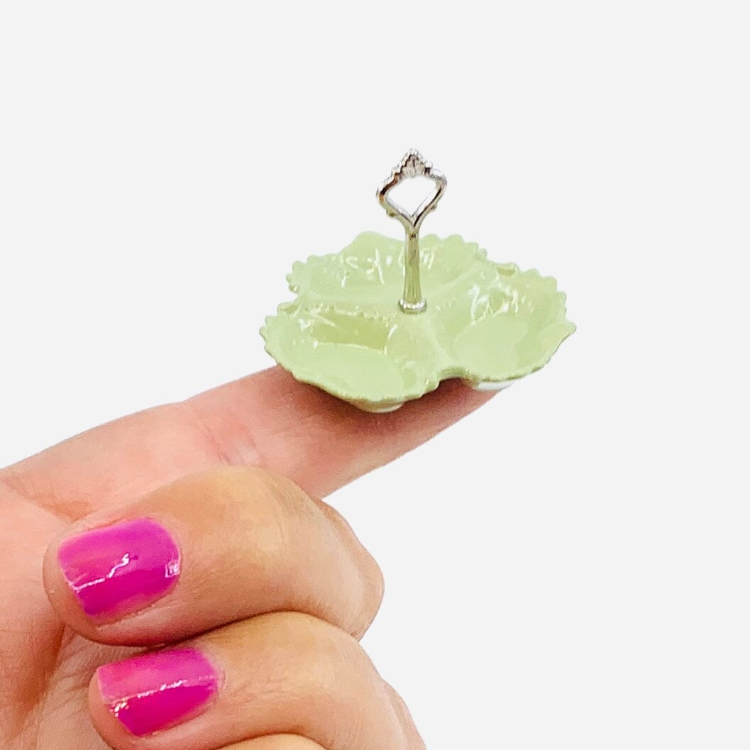 Tiniest 3 Section Serving Dish, Pistachio Miniature - 