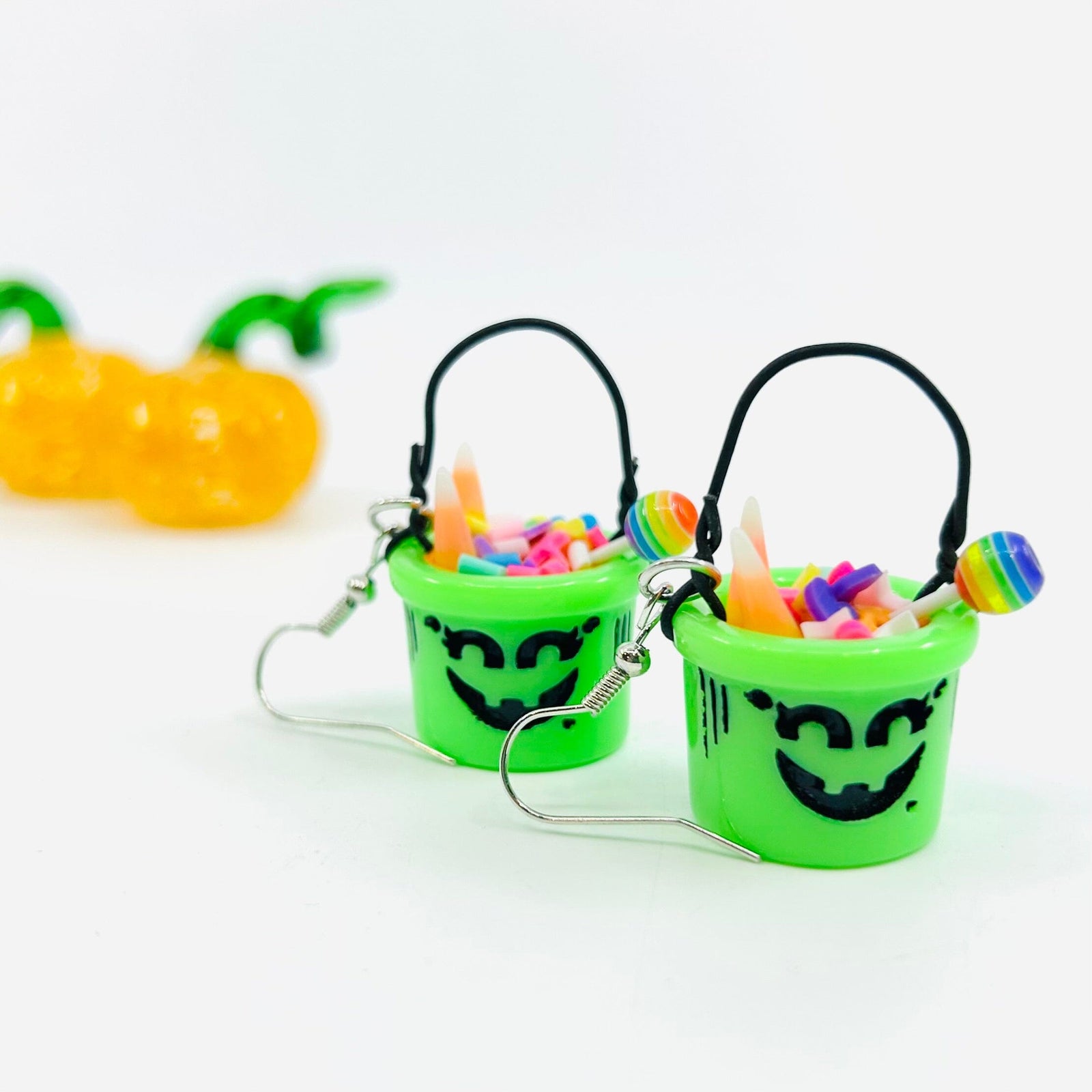 Halloween Bucket Earrings, Witch - 