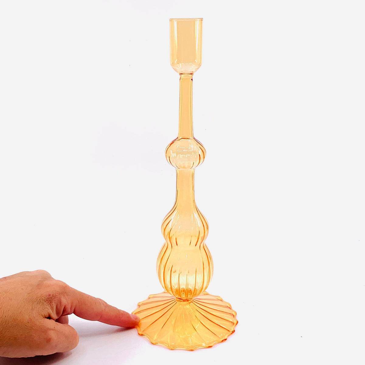 10" Glass Taper Holder Creative Co-Op Peach 