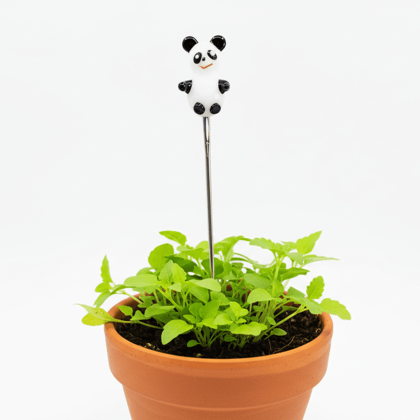 Tiny Glass Animal Garden Stake 17, Panda Decor - 